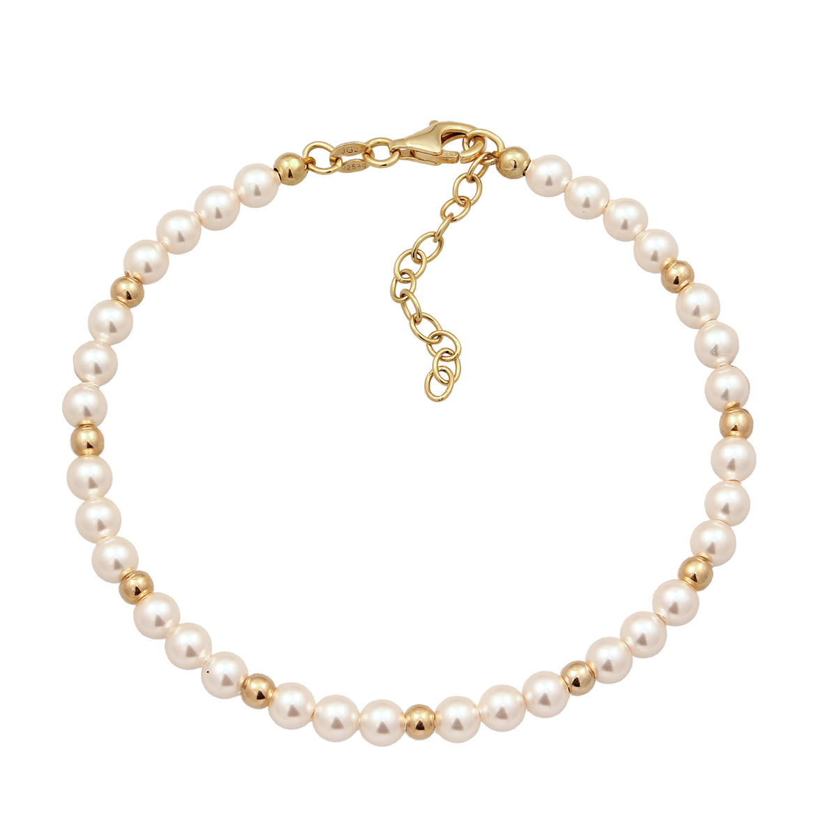 Gold - Elli | Armband | mit Perlen von Swarovski® (Weiß) | 925 Sterling Silber vergoldet