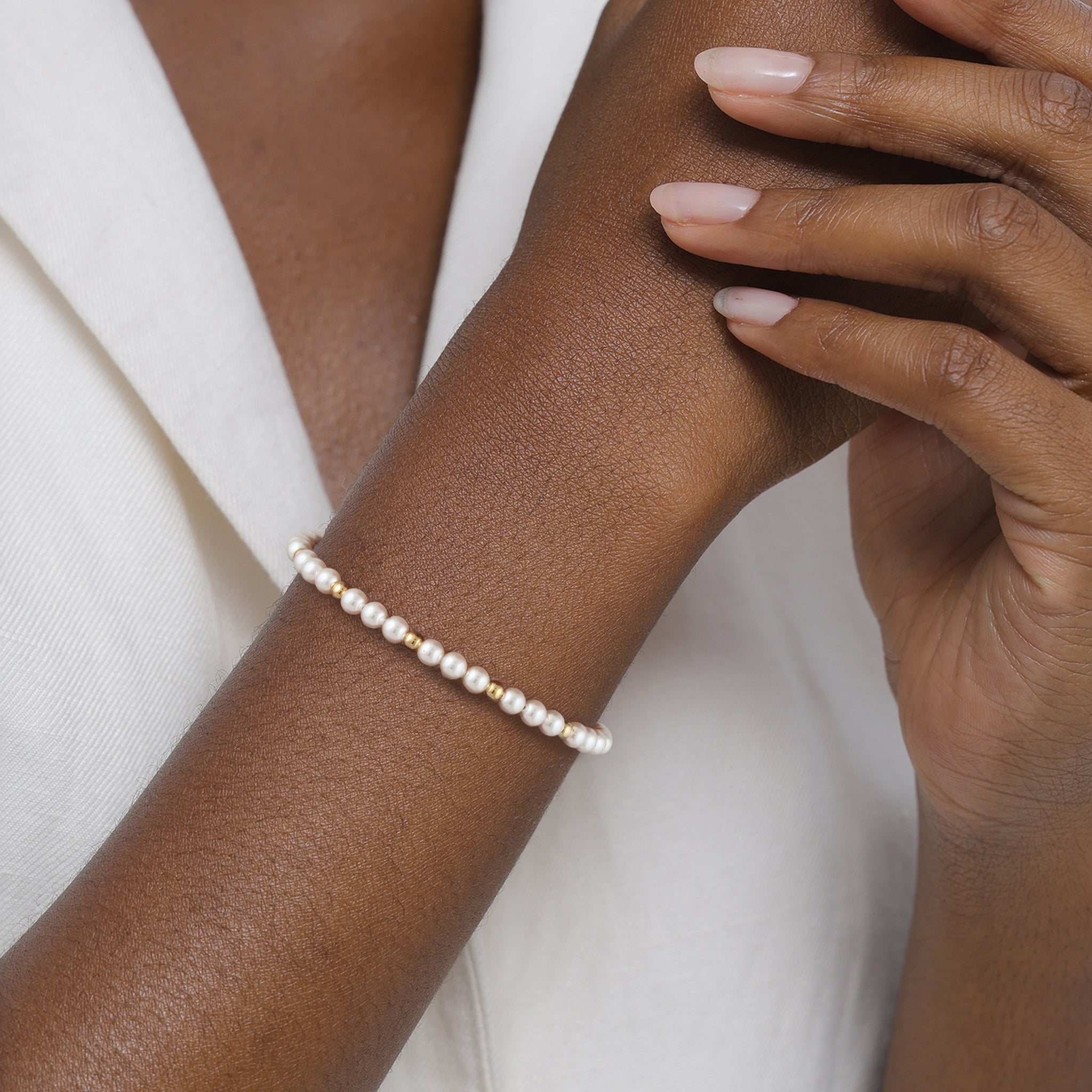 Gold - Elli | Armband | mit Perlen von Swarovski® (Weiß) | 925 Sterling Silber vergoldet