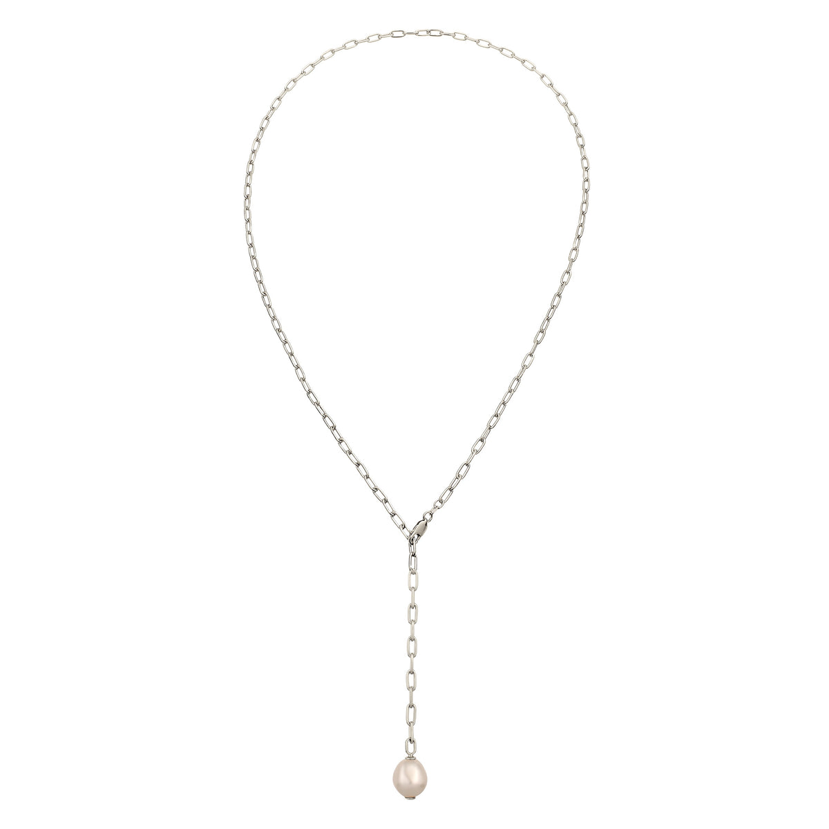 Silber - Elli | Y-Kette | Perle von Swarovski® (Weiß) | 925 Sterling Silber