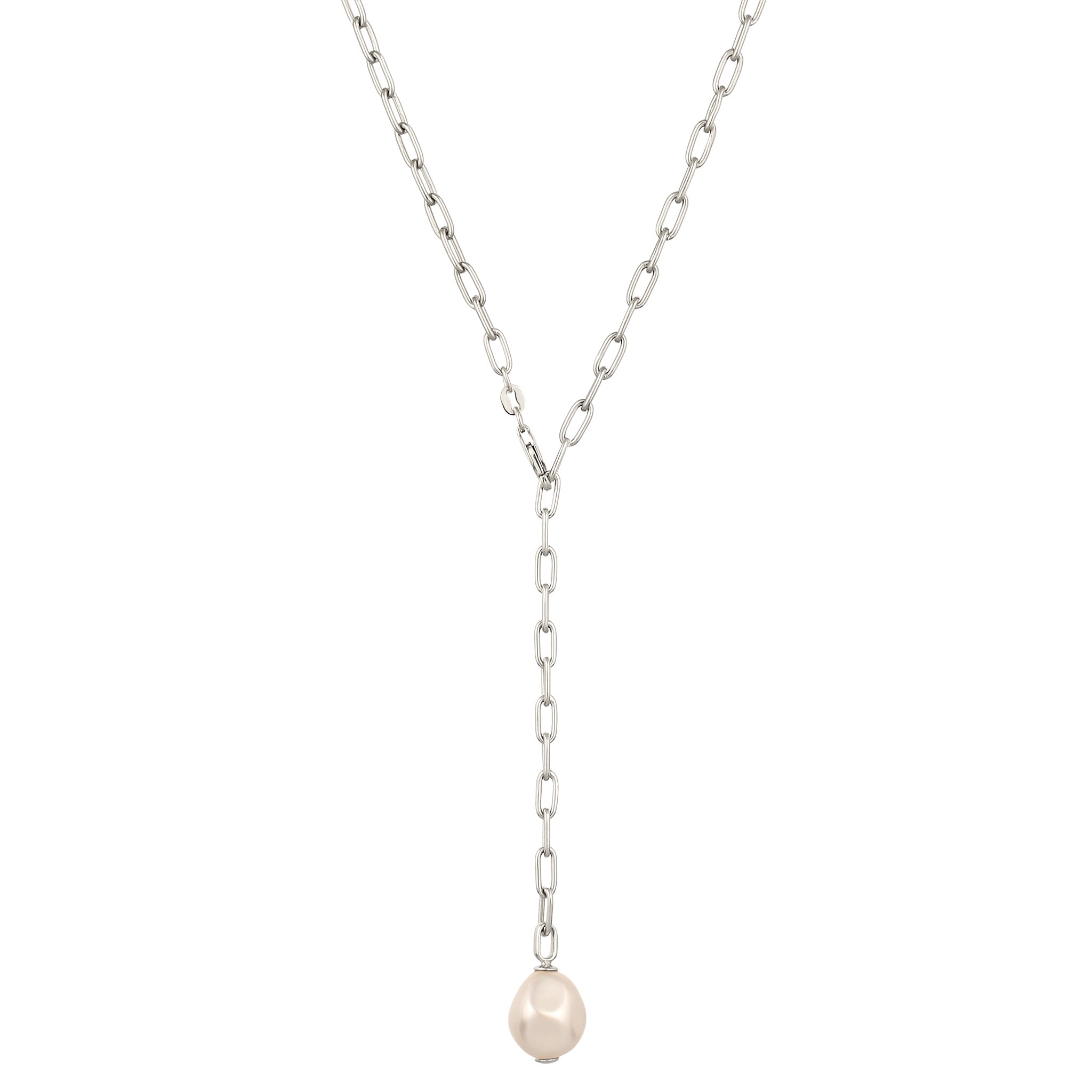 Silber - Elli | Y-Kette | Perle von Swarovski® (Weiß) | 925 Sterling Silber