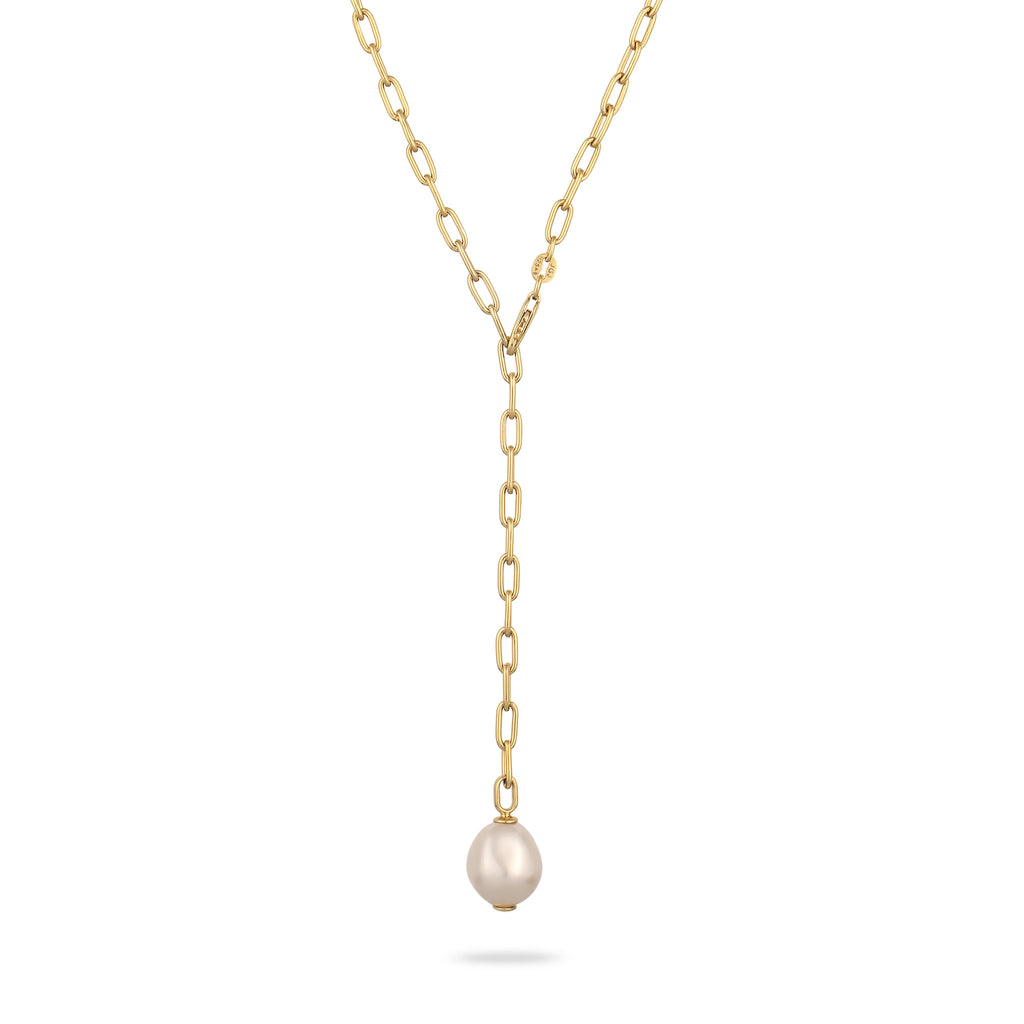 Gold - Elli | Y-Kette | Perle von Swarovski® (Weiß) | 925 Sterling Silber vergoldet