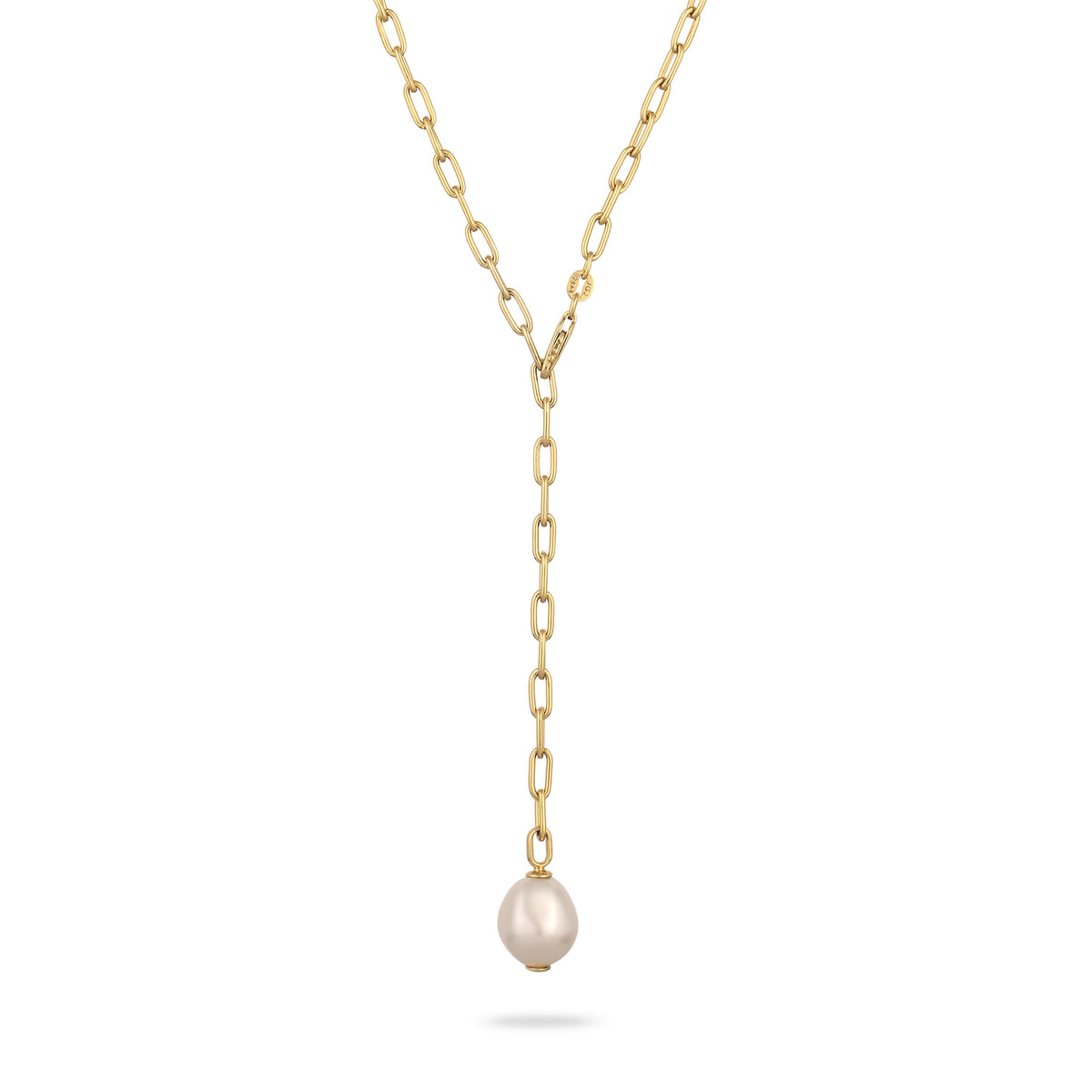 Gold - Elli | Y-Kette | Perle von Swarovski® (Weiß) | 925 Sterling Silber vergoldet