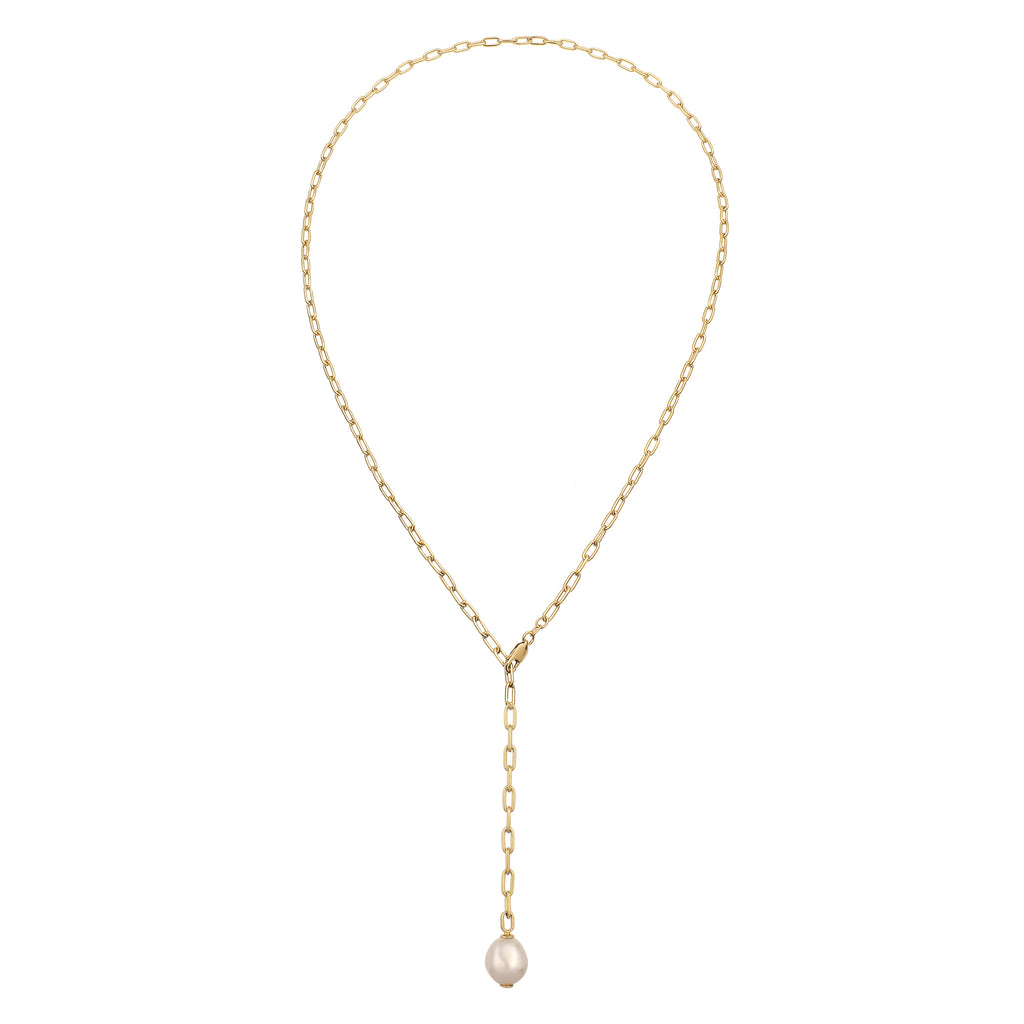 Gold - Elli | Y-Kette | Perle von Swarovski® (Weiß) | 925 Sterling Silber vergoldet
