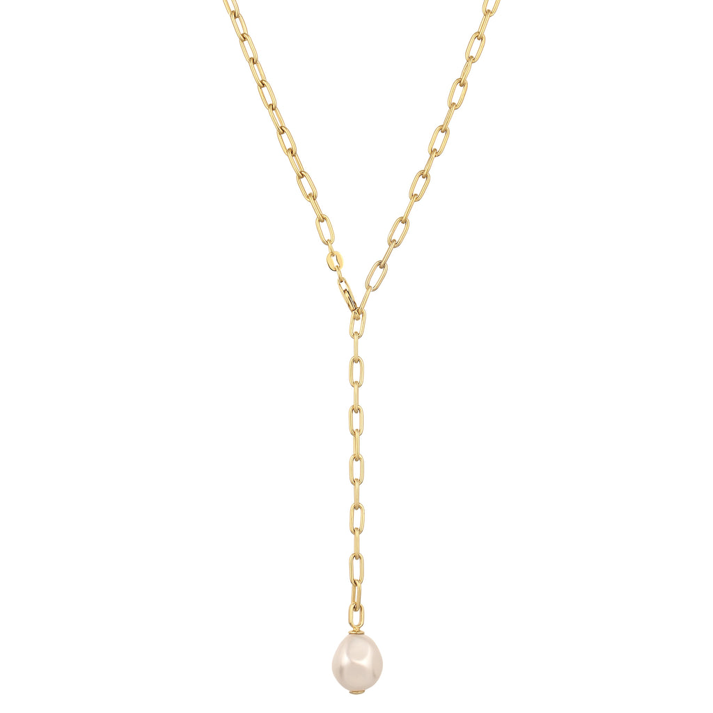 Gold - Elli | Y-Kette | Perle von Swarovski® (Weiß) | 925 Sterling Silber vergoldet