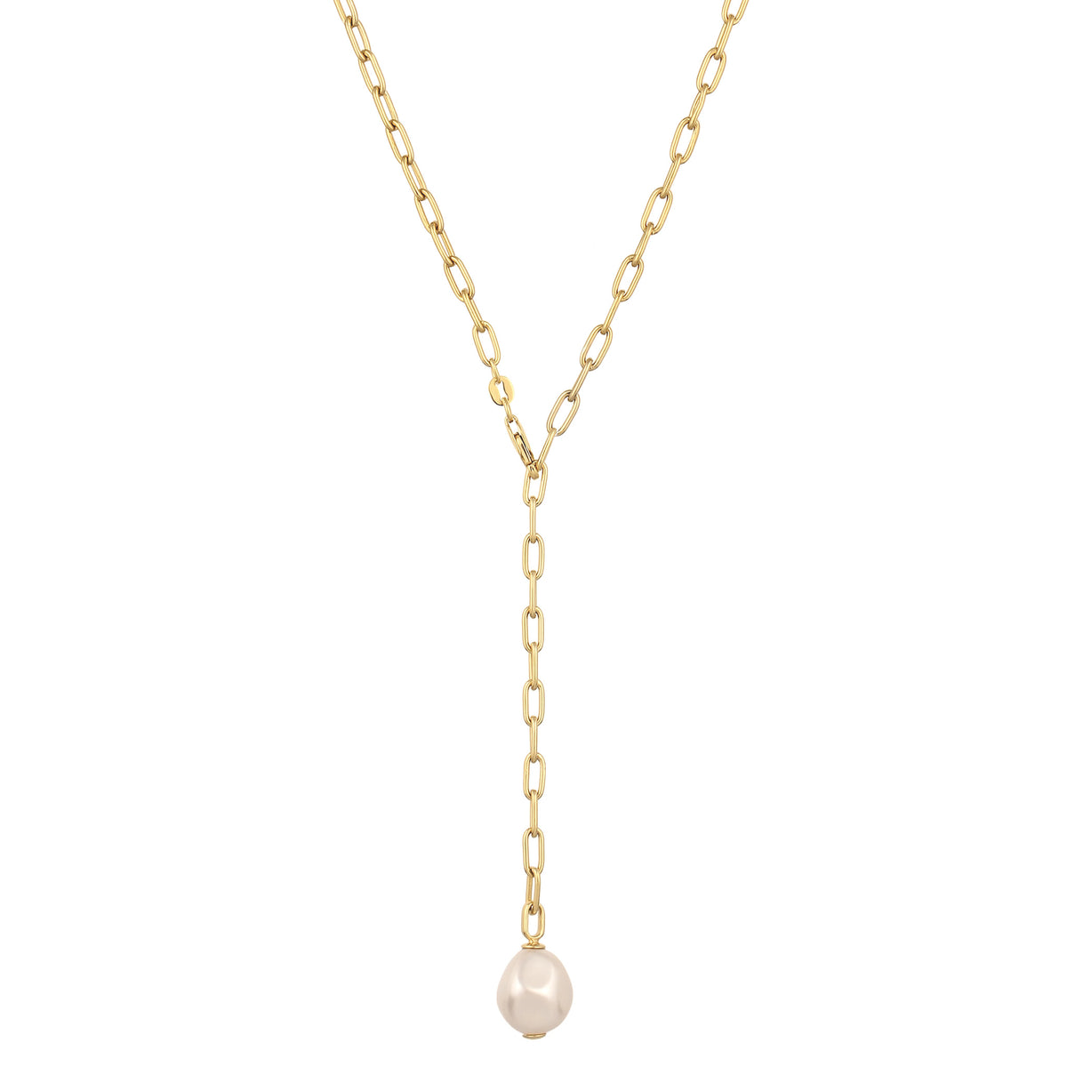 Gold - Elli | Y-Kette | Perle von Swarovski® (Weiß) | 925 Sterling Silber vergoldet