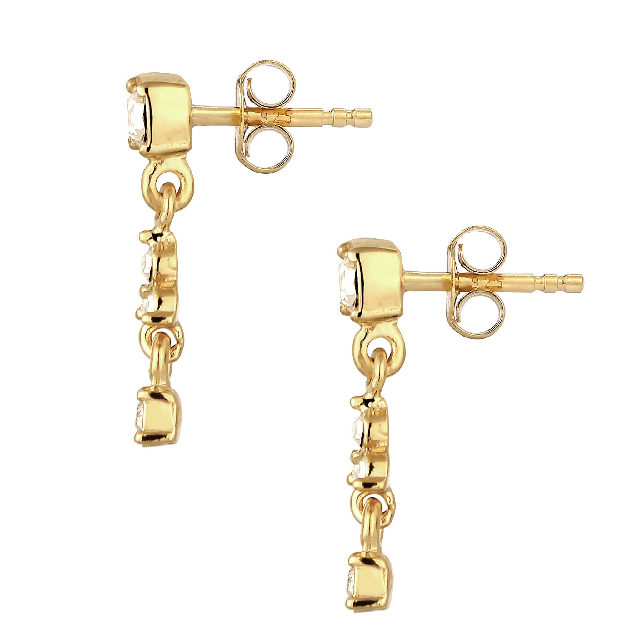 Gold - Elli | Ohrstecker | mit Kristallen von Swarovski® (Weiß) | 925 Sterling Silber vergoldet