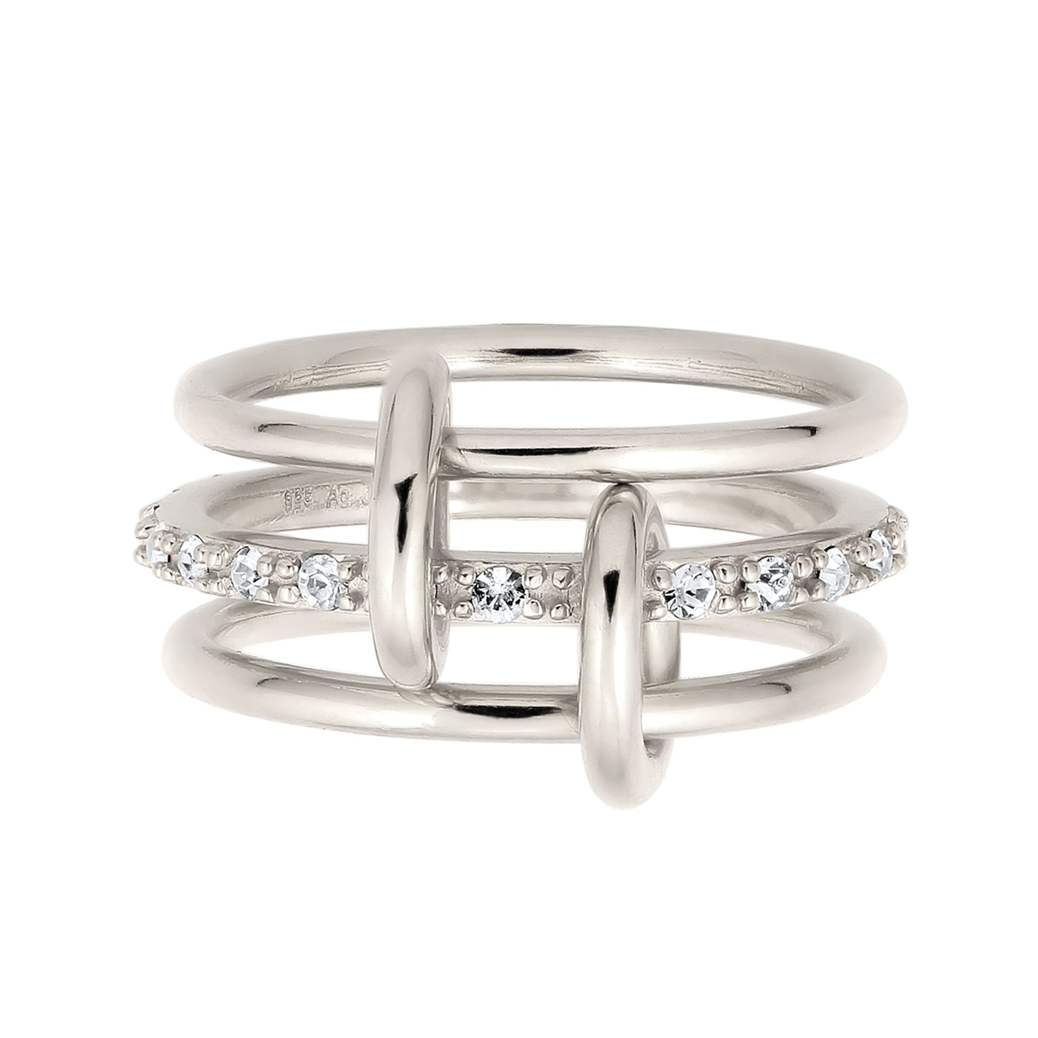 Silber - Elli | Stapelring Knoten | Mit Kristallen von Swarovski® (Weiß) | 925 Sterling Silber