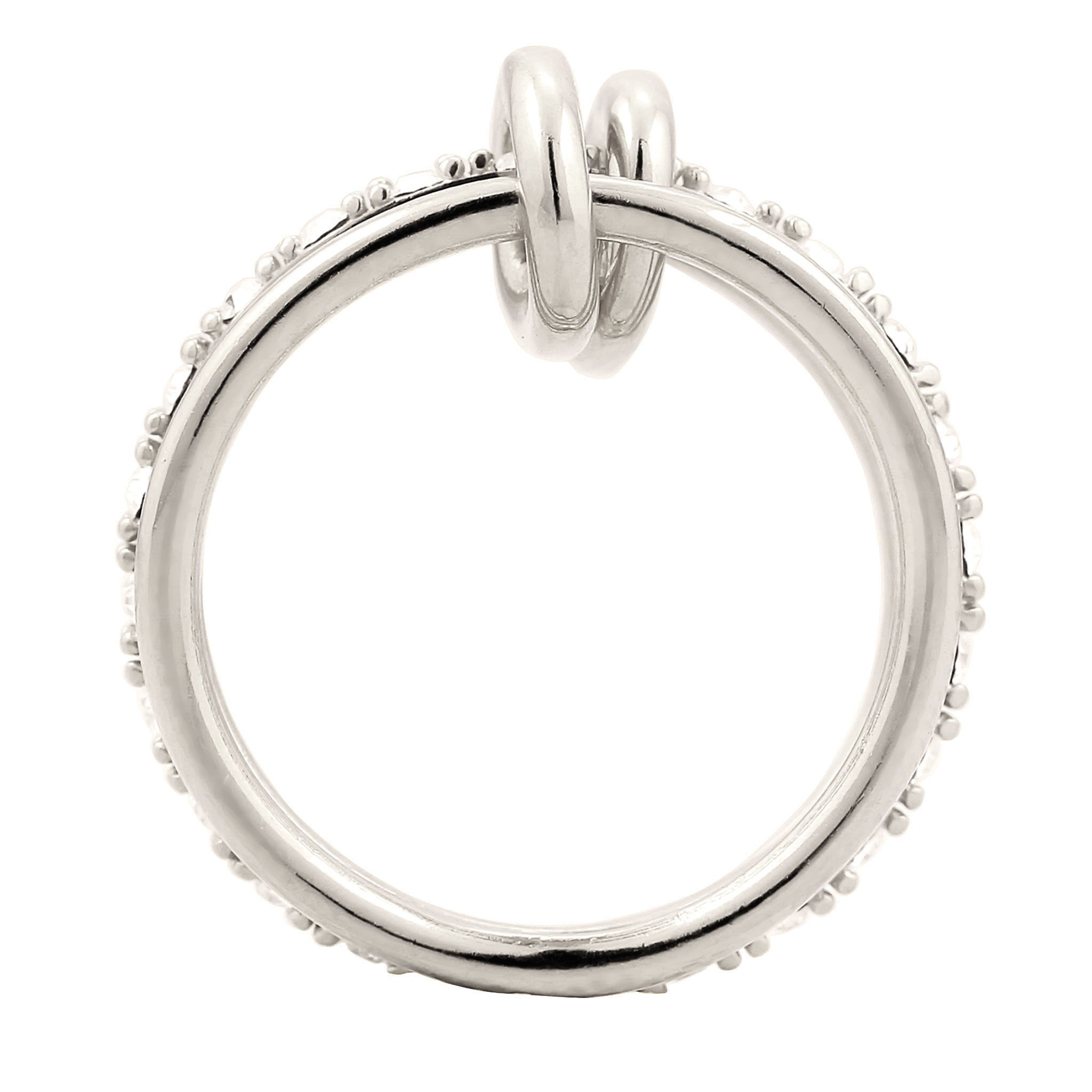 Silber - Elli | Stapelring Knoten | Mit Kristallen von Swarovski® (Weiß) | 925 Sterling Silber