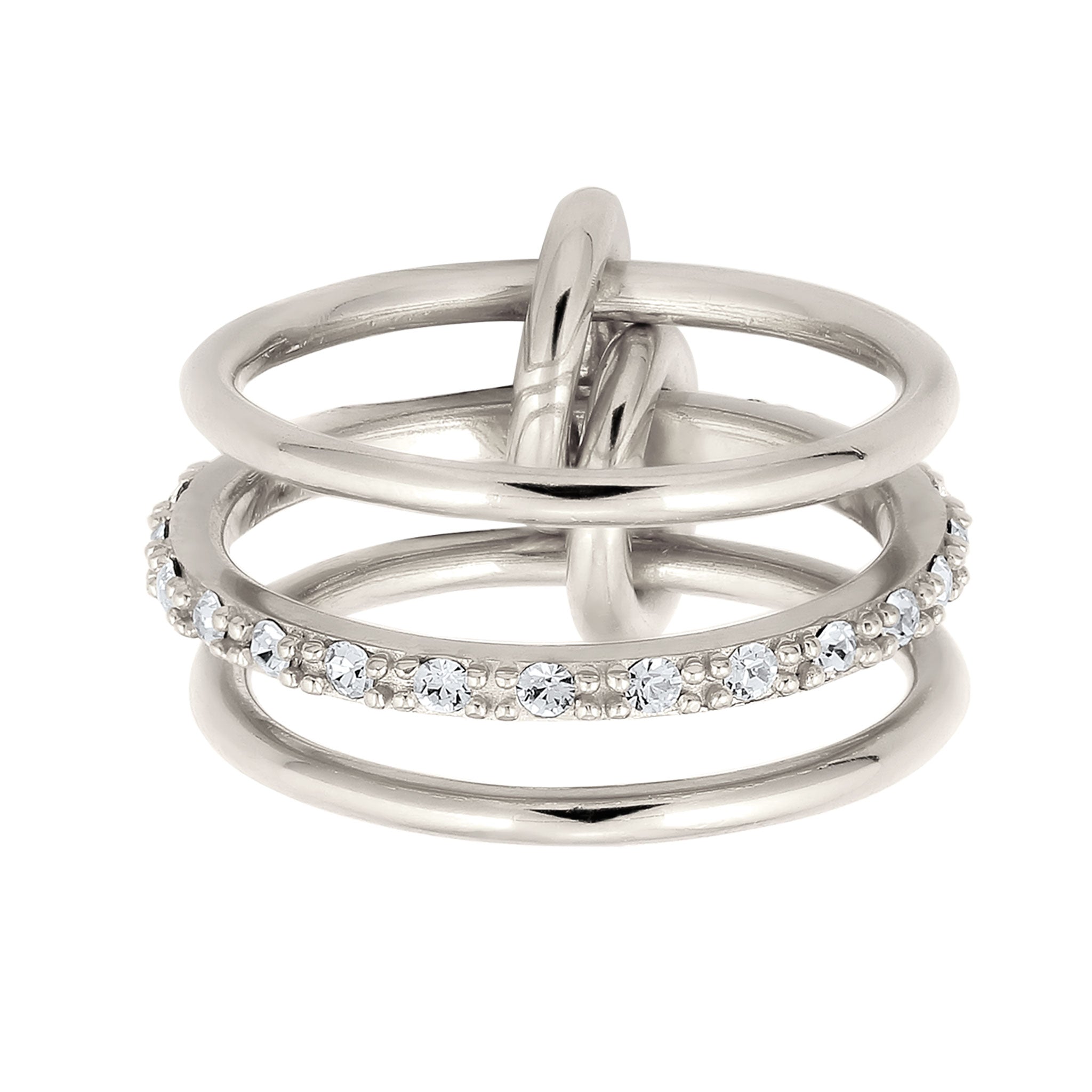 Silber - Elli | Stapelring Knoten | Mit Kristallen von Swarovski® (Weiß) | 925 Sterling Silber