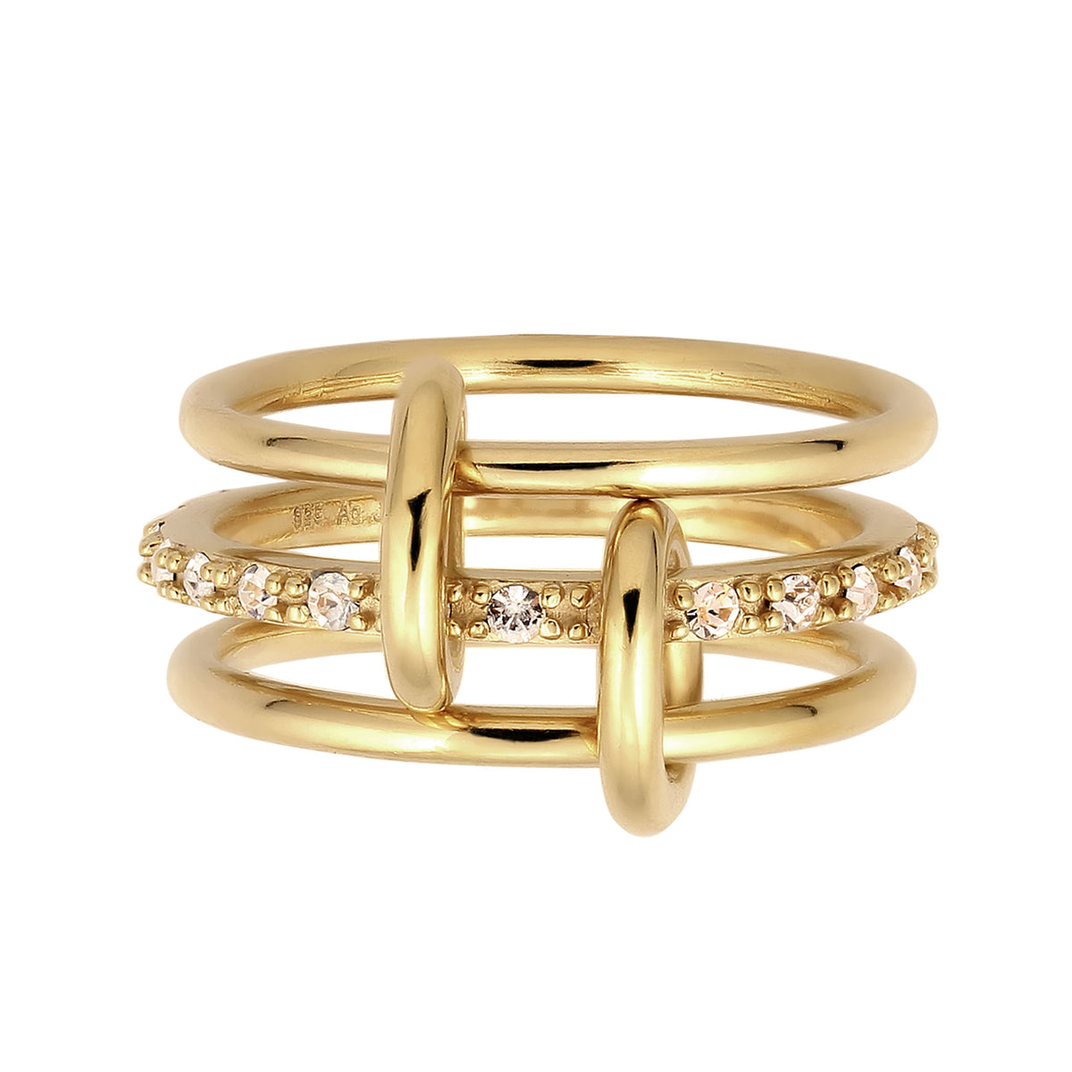 Gold - Elli | Stapelring Knoten | Mit Kristallen von Swarovski® (Weiß) | 925 Sterling Silber vergoldet