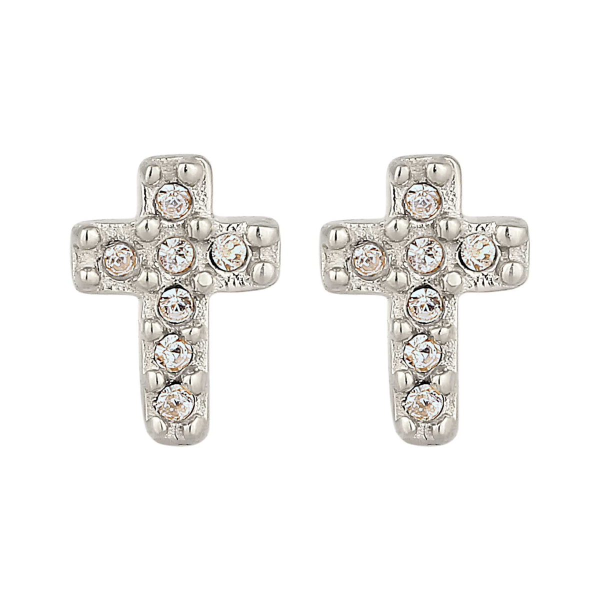Silber - Elli | Ohrstecker Kreuz | Mit Kristallen von Swarovski® (Weiß) | 925 Sterling Silber