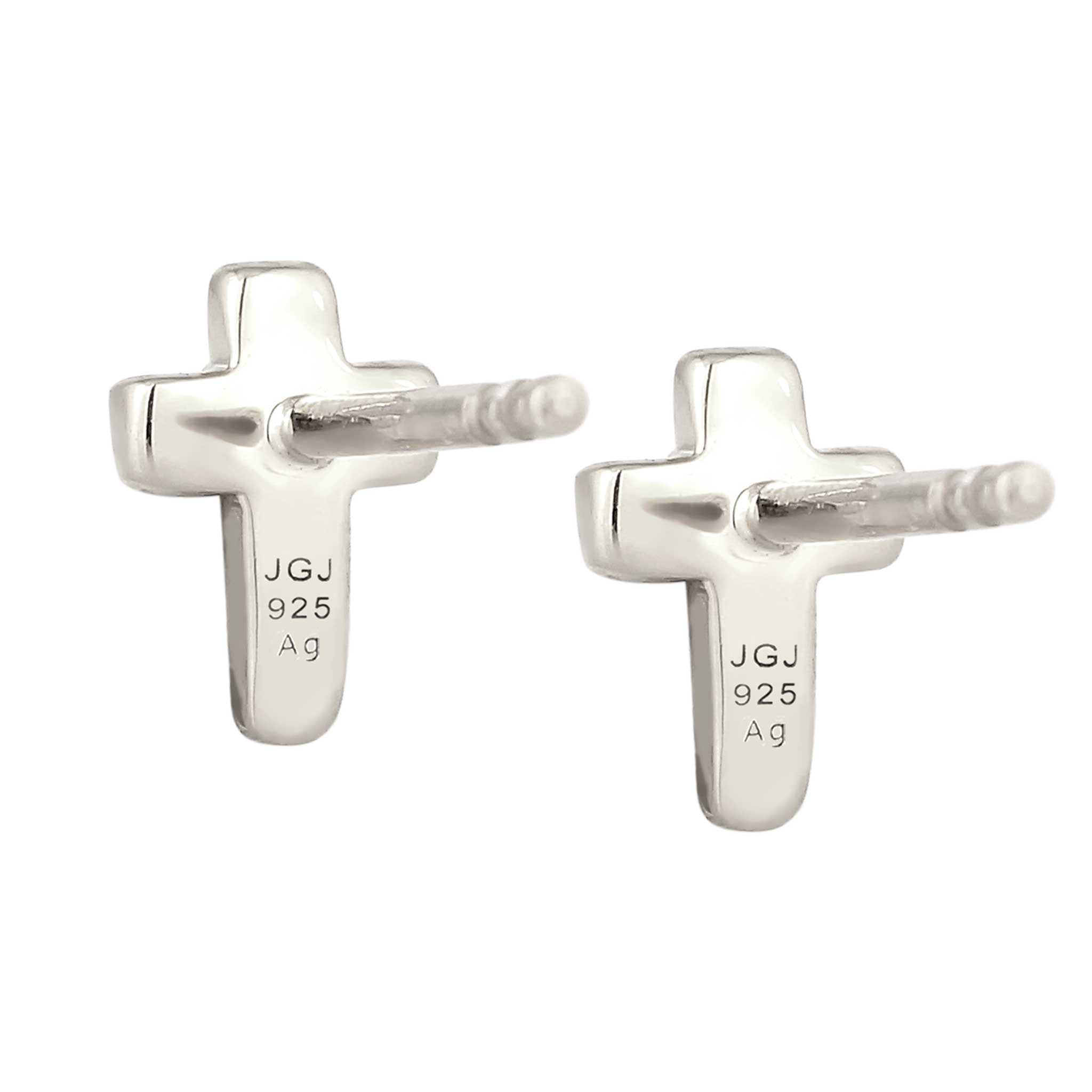 Silber - Elli | Ohrstecker Kreuz | Mit Kristallen von Swarovski® (Weiß) | 925 Sterling Silber