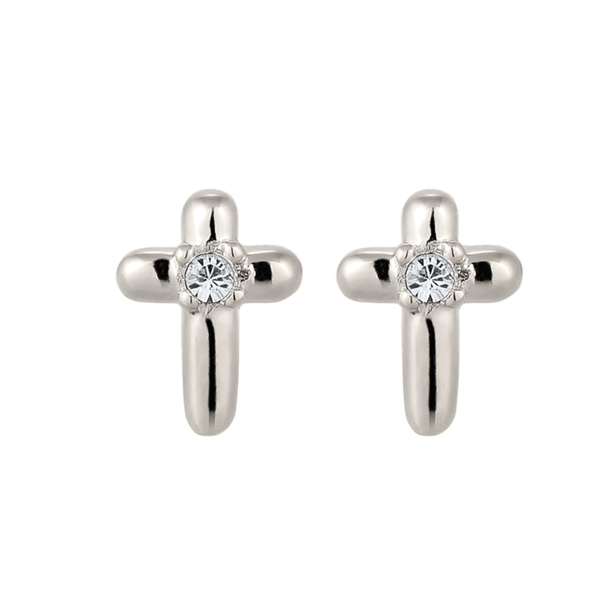 Silber - Elli | Ohrstecker Kreuz | Mit Kristallen von Swarovski® (Weiß) | 925 Sterling Silber