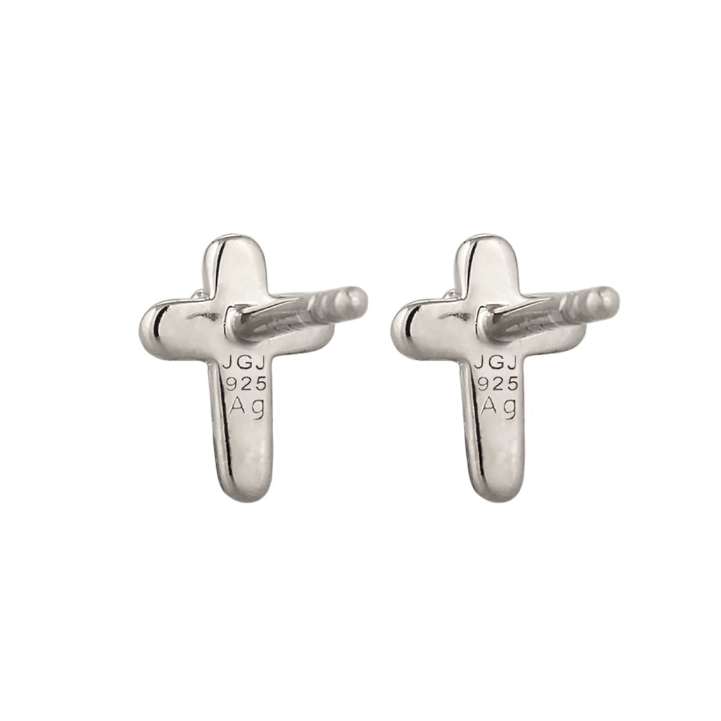 Silber - Elli | Ohrstecker Kreuz | Mit Kristallen von Swarovski® (Weiß) | 925 Sterling Silber