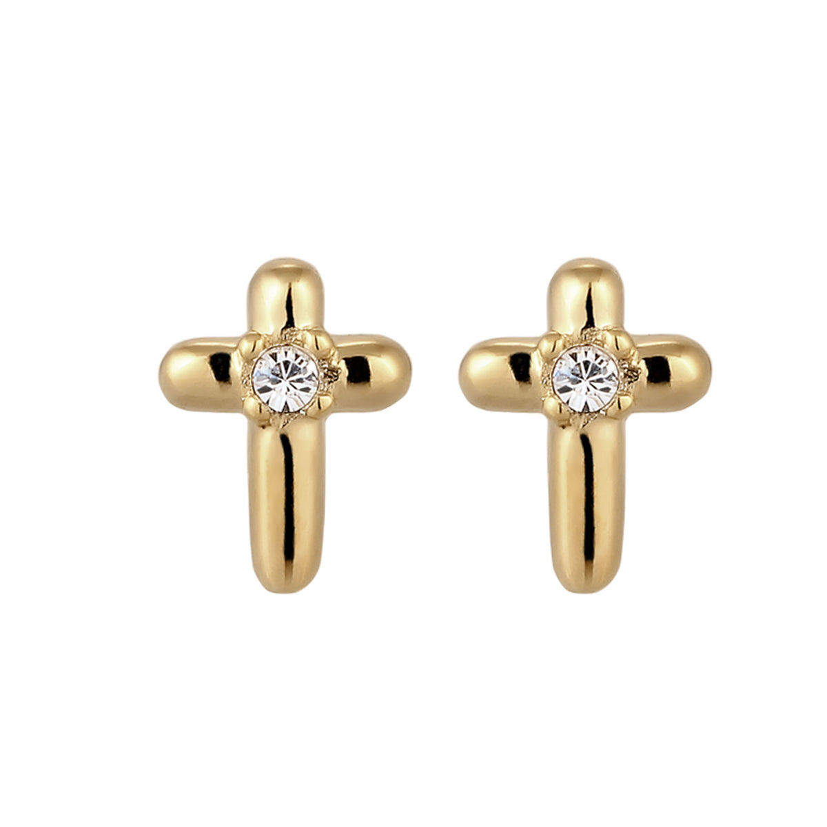 Gold - Elli | Ohrstecker Kreuz | Mit Kristallen von Swarovski® (Weiß) | 925 Sterling Silber vergoldet