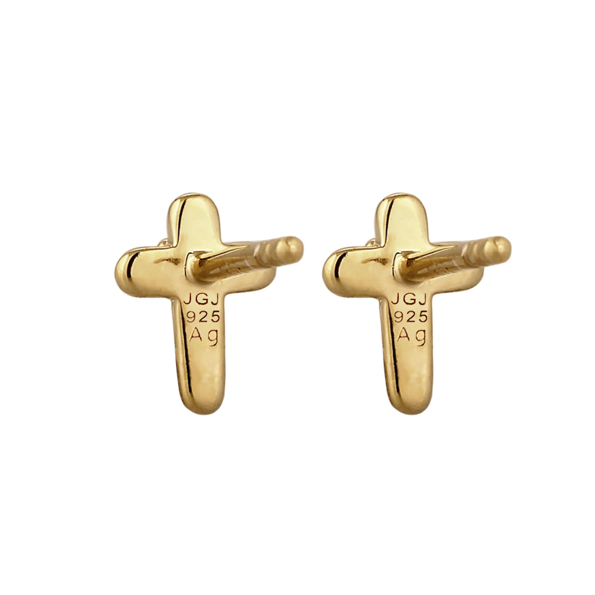 Gold - Elli | Ohrstecker Kreuz | Mit Kristallen von Swarovski® (Weiß) | 925 Sterling Silber vergoldet