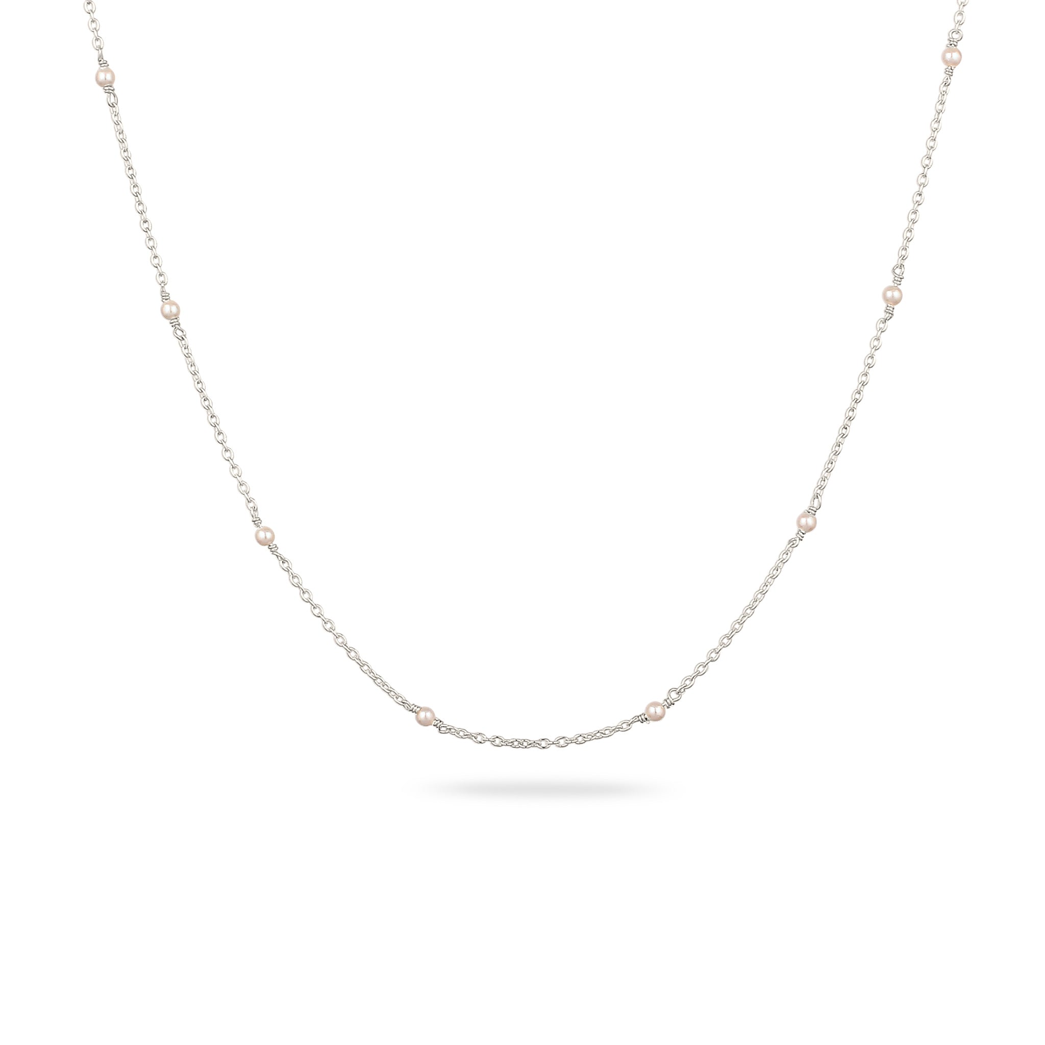 Silber - Elli | Halskette | Mit Perlen von Swarovski® (Weiß) | 925 Sterling Silber