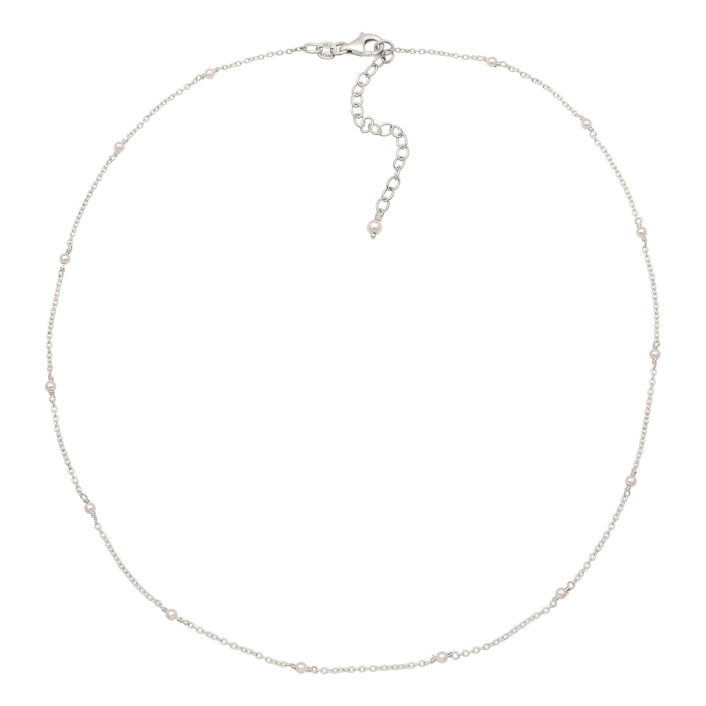 Silber - Elli | Halskette | Mit Perlen von Swarovski® (Weiß) | 925 Sterling Silber