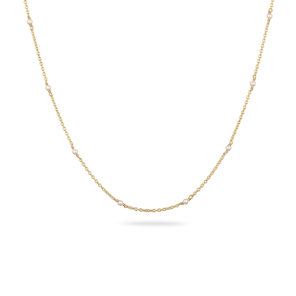 Gold - Elli | Halskette mit Swarovski Perlen (Weiß) | 925 Sterling Silber vergoldet
