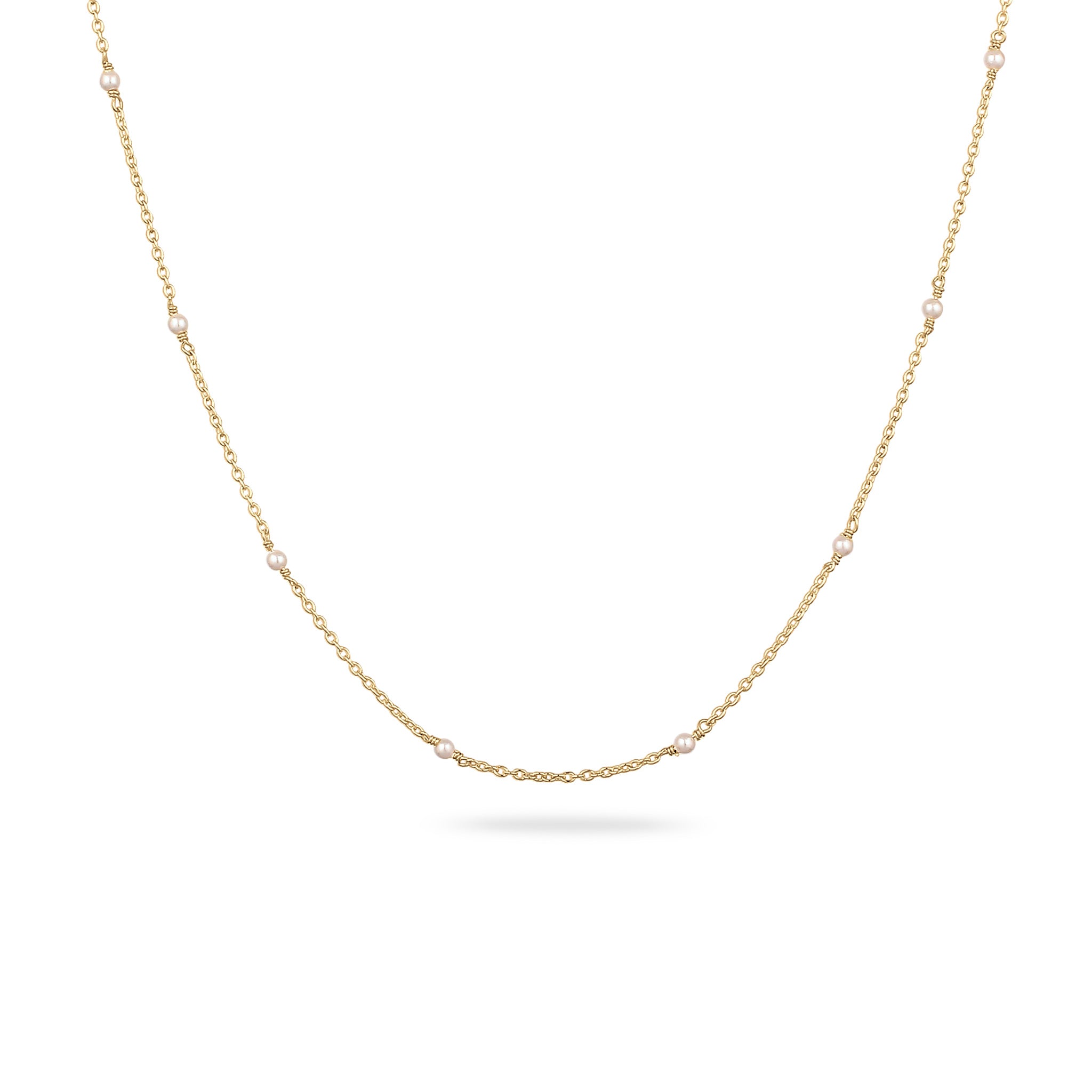 Gold - Elli | Halskette mit Swarovski Perlen (Weiß) | 925 Sterling Silber vergoldet