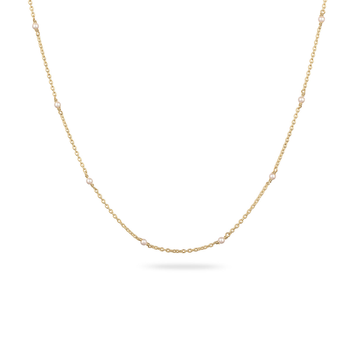 Gold - Elli | Halskette mit Swarovski Perlen (Weiß) | 925 Sterling Silber vergoldet