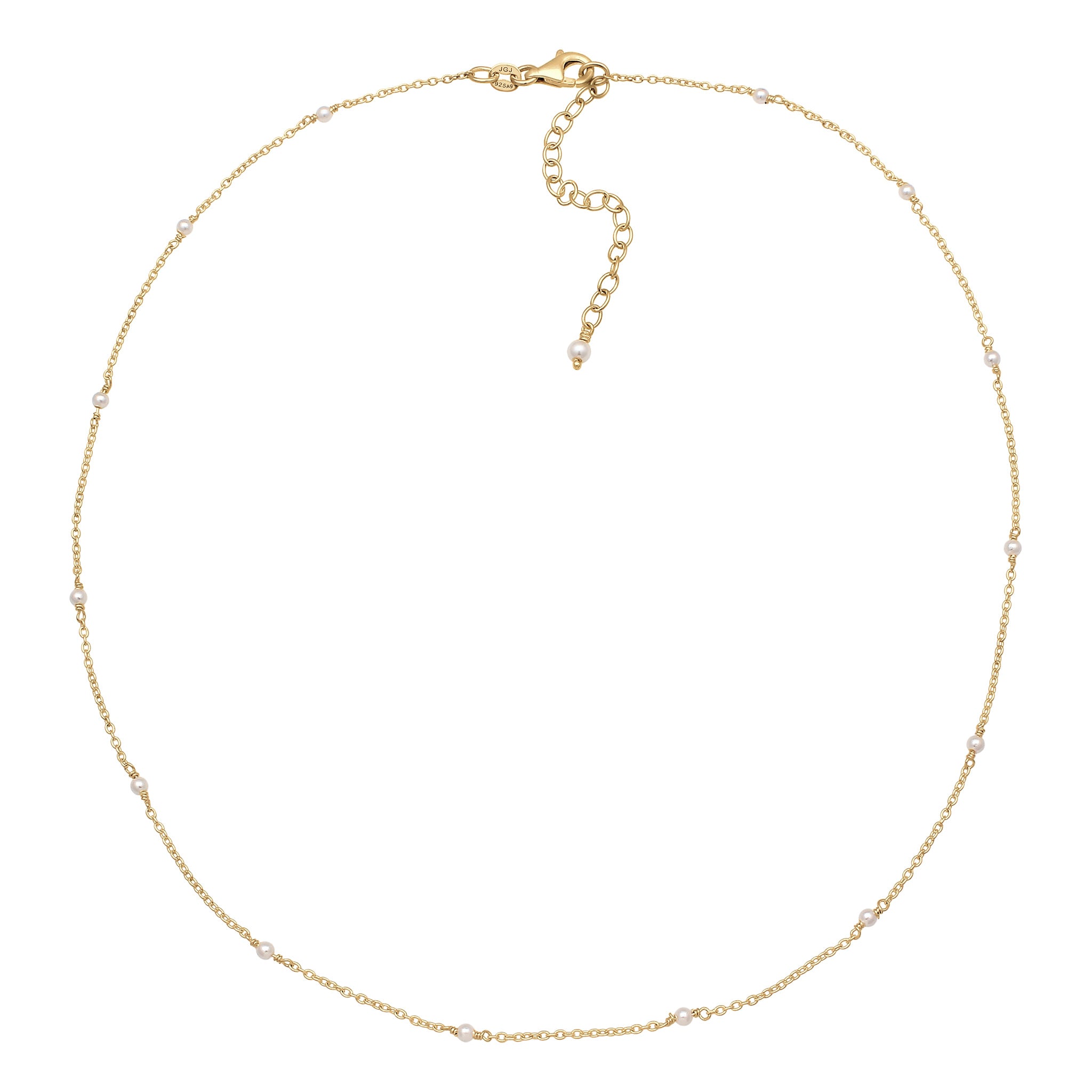 Gold - Elli | Halskette mit Swarovski Perlen (Weiß) | 925 Sterling Silber vergoldet