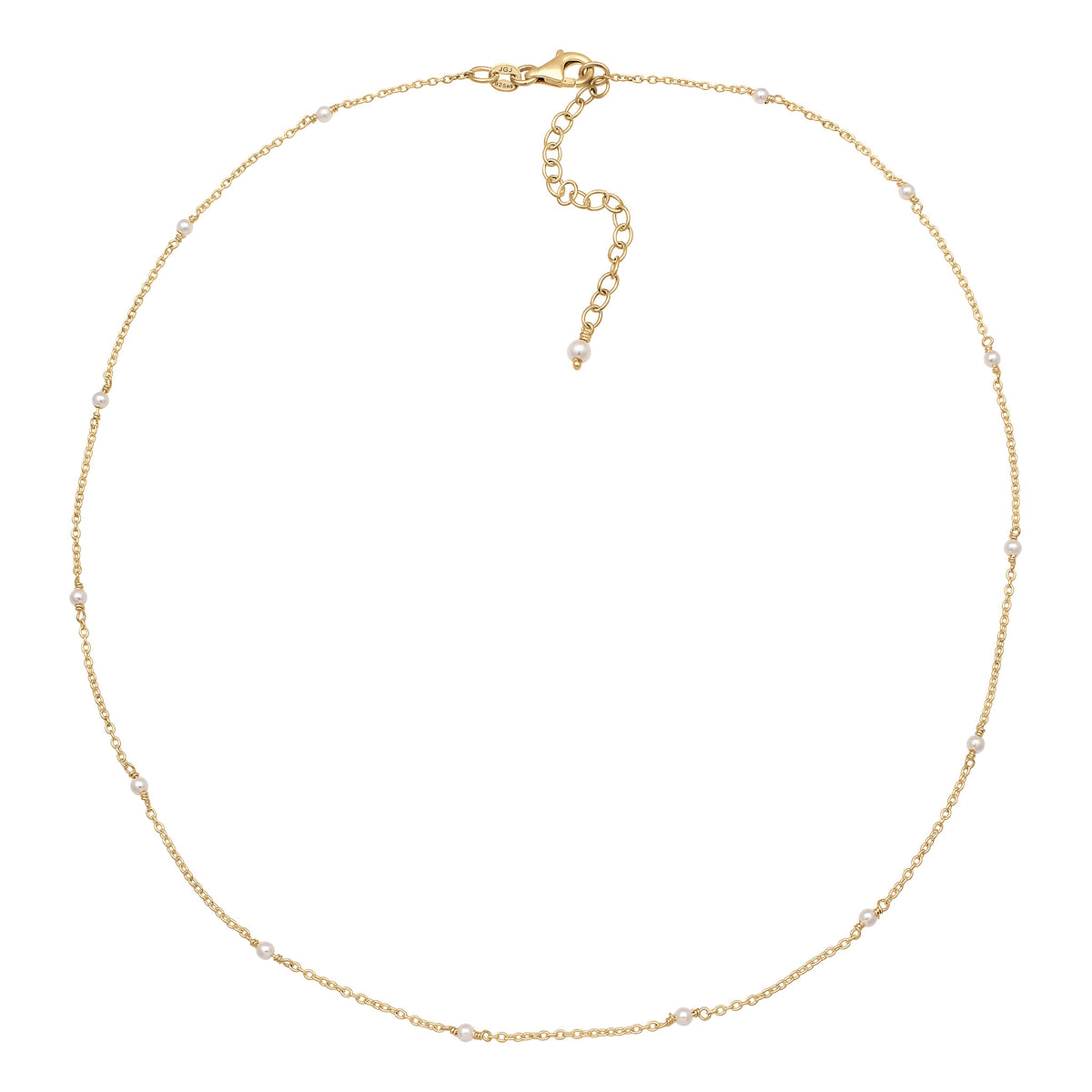 Gold - Elli | Halskette mit Swarovski Perlen (Weiß) | 925 Sterling Silber vergoldet
