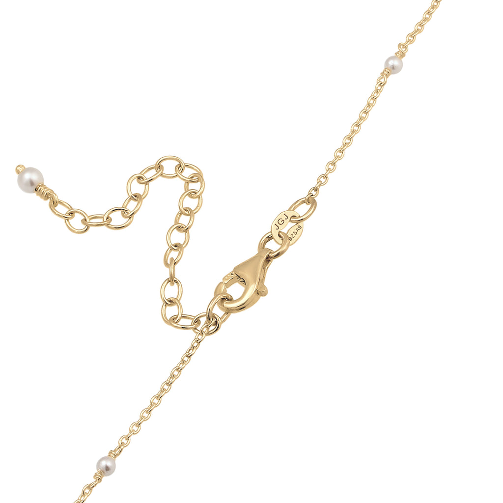 Gold - Elli | Halskette mit Swarovski Perlen (Weiß) | 925 Sterling Silber vergoldet