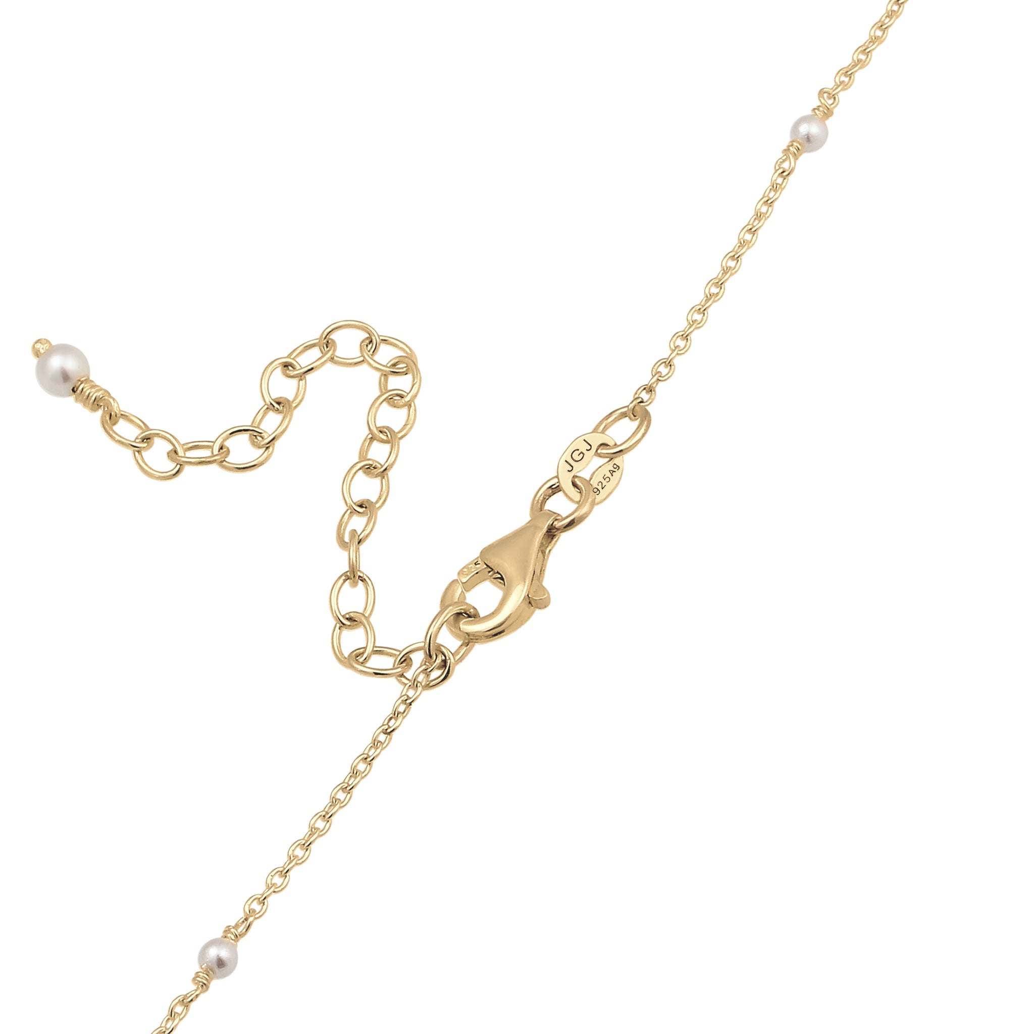 Gold - Elli | Halskette mit Swarovski Perlen (Weiß) | 925 Sterling Silber vergoldet