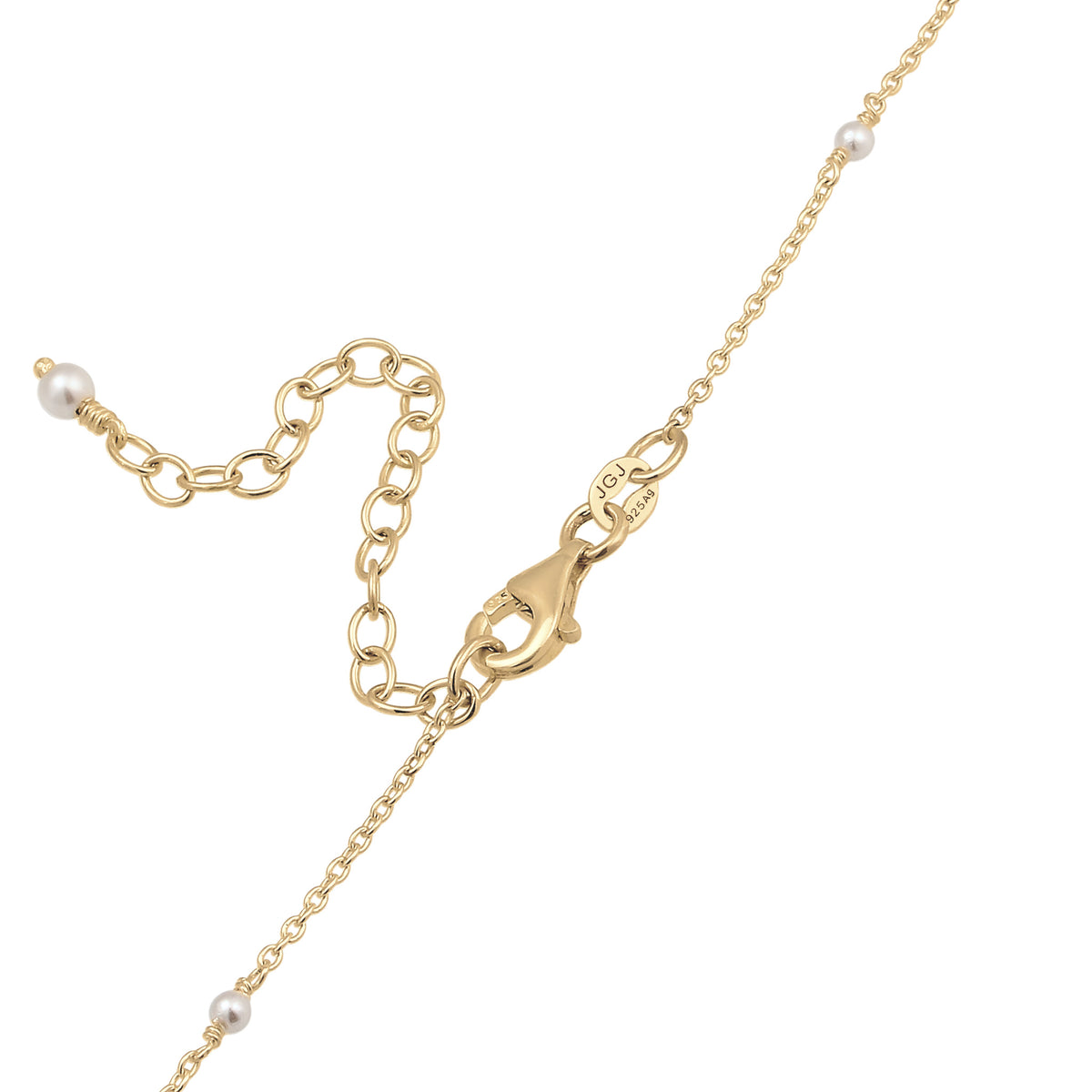 Gold - Elli | Halskette mit Swarovski Perlen (Weiß) | 925 Sterling Silber vergoldet