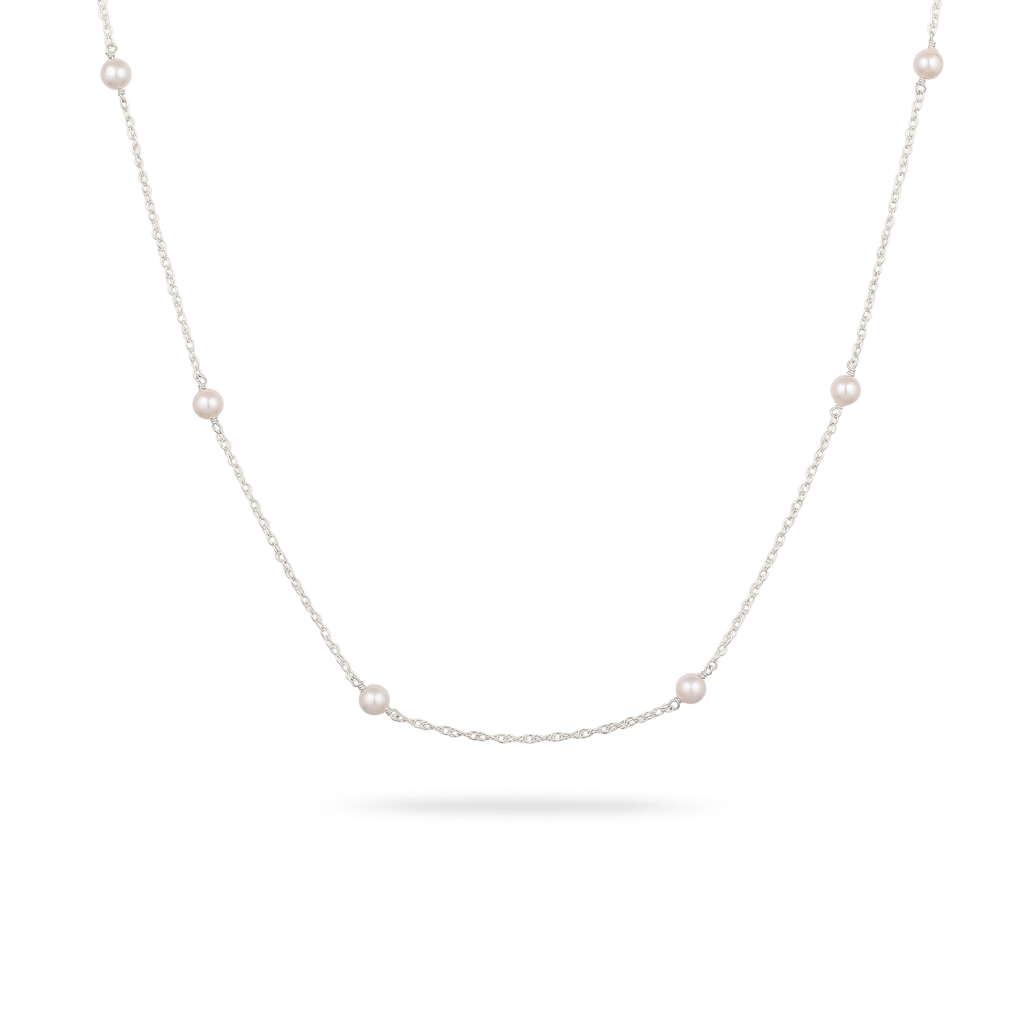 Silber - Elli | Halskette | Mit Perlen von Swarovski® (Weiß) | 925 Sterling Silber