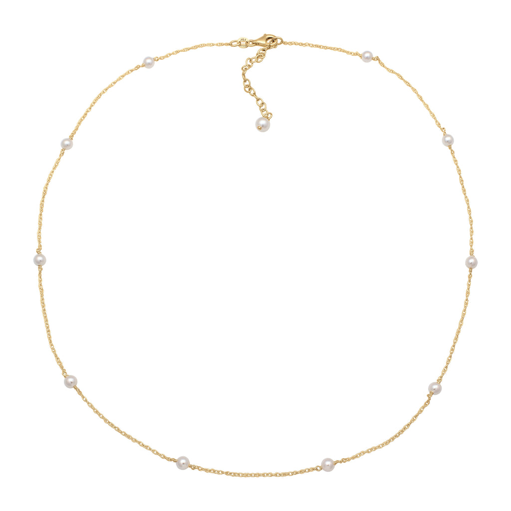 Gold - Elli | Halskette | Mit Perlen von Swarovski® (Weiß) | 925 Sterling Silber vergoldet