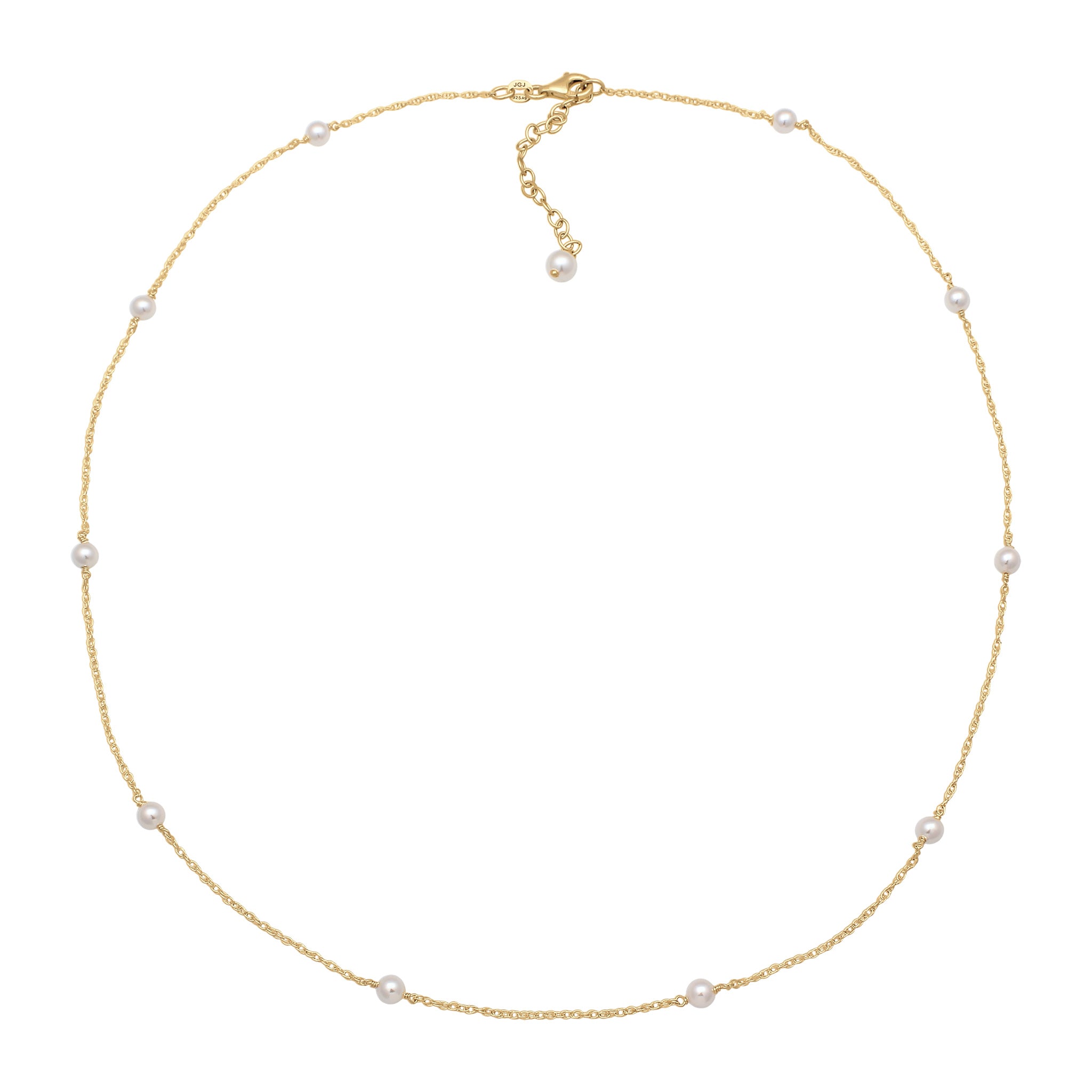 Gold - Elli | Halskette | Mit Perlen von Swarovski® (Weiß) | 925 Sterling Silber vergoldet