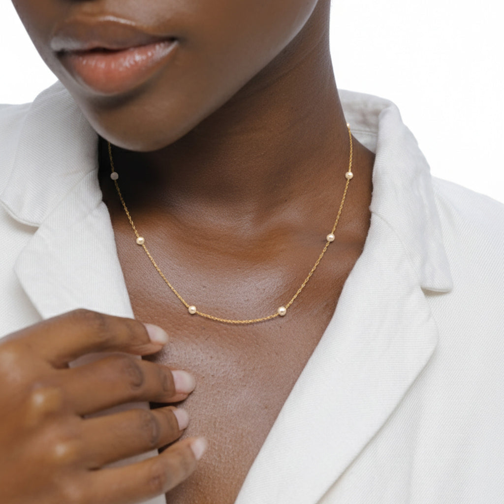 Gold - Elli | Halskette | Mit Perlen von Swarovski® (Weiß) | 925 Sterling Silber vergoldet