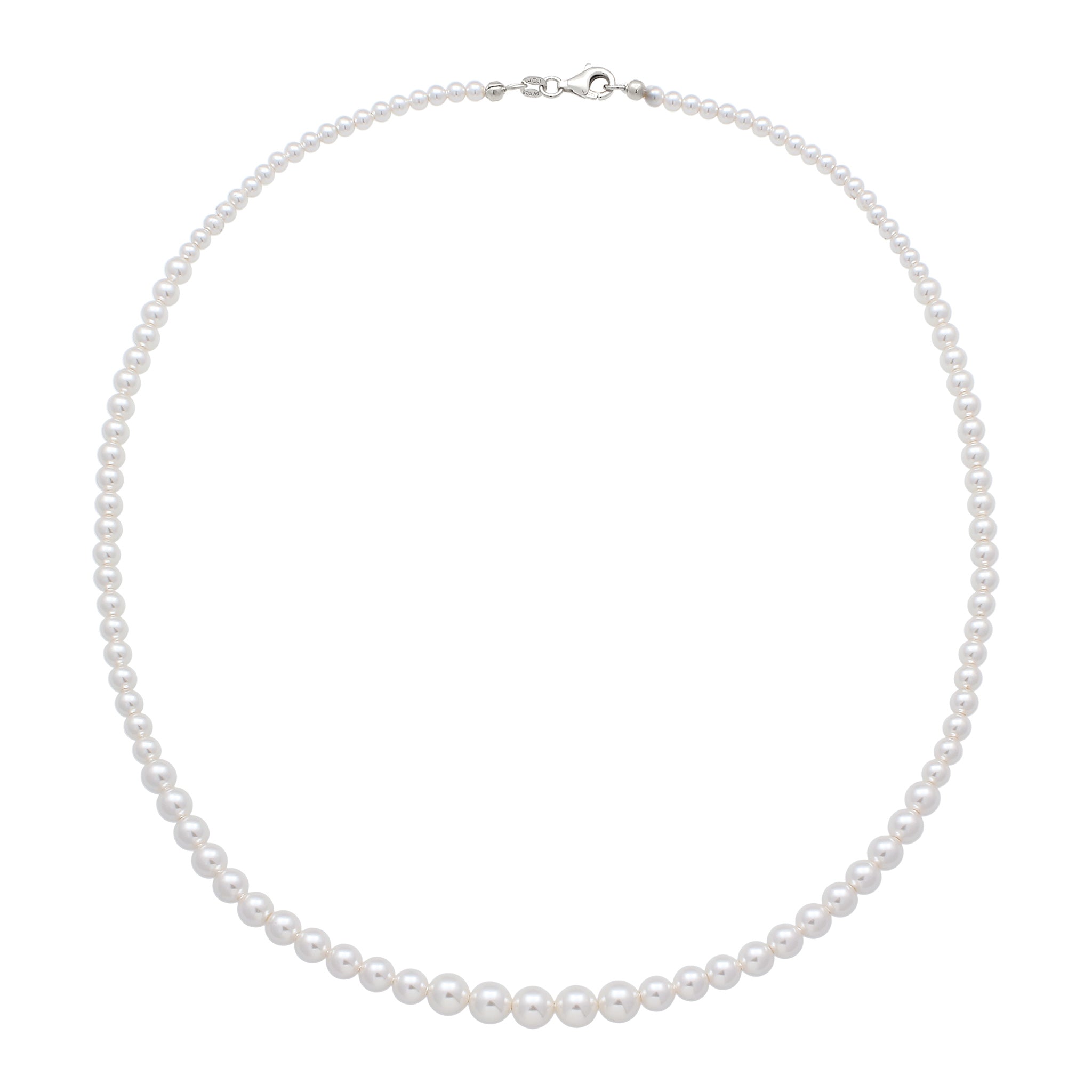 Silber - Elli | Halskette mit Perlen von Swarovski® (Weiß) | 925 Sterling Silber