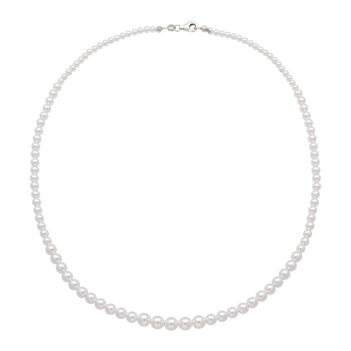 Silber - Elli | Halskette mit Perlen von Swarovski® (Weiß) | 925 Sterling Silber