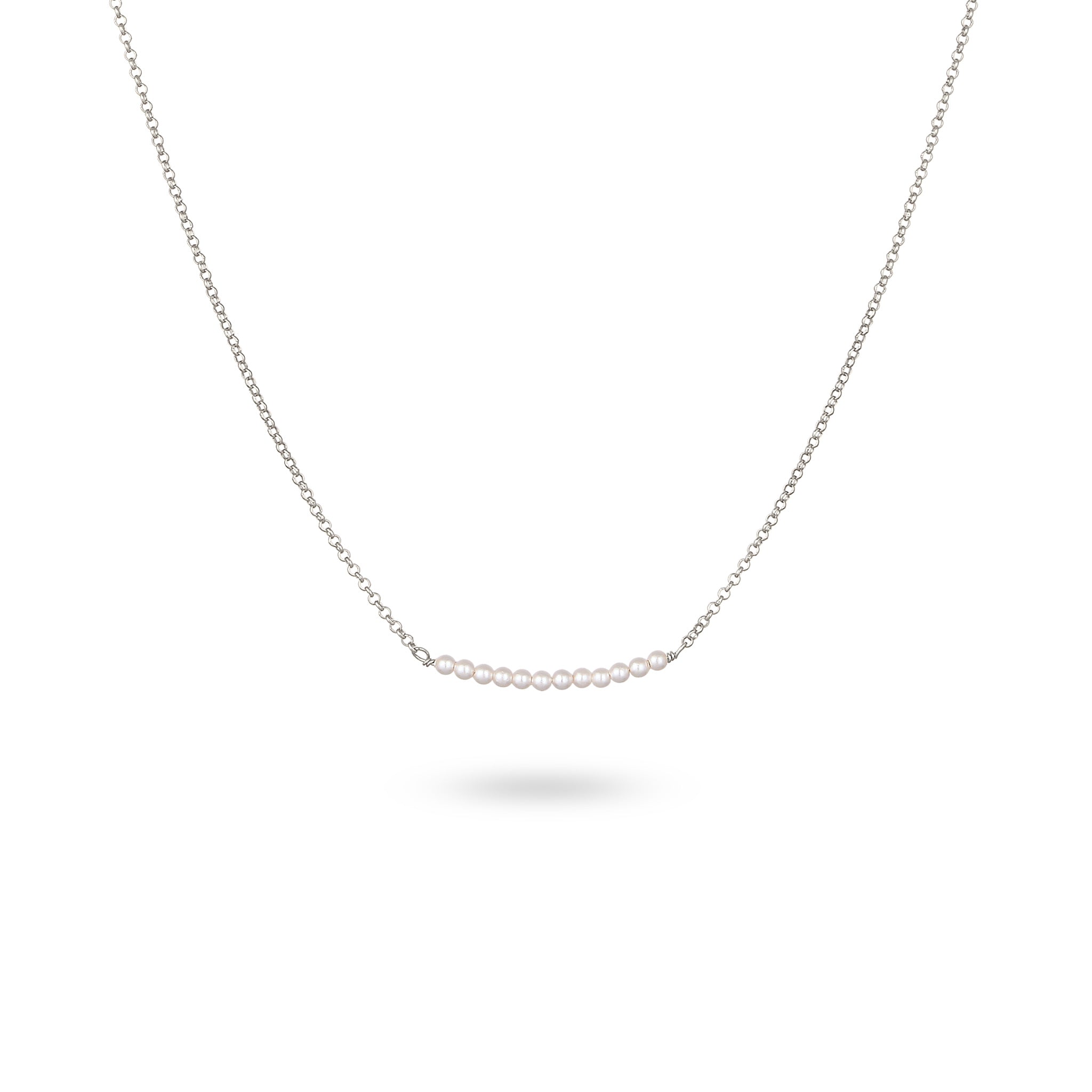 Silber - Elli | Halskette | mit Perlen von Swarovski® (Weiß) | 925 Sterling Silber
