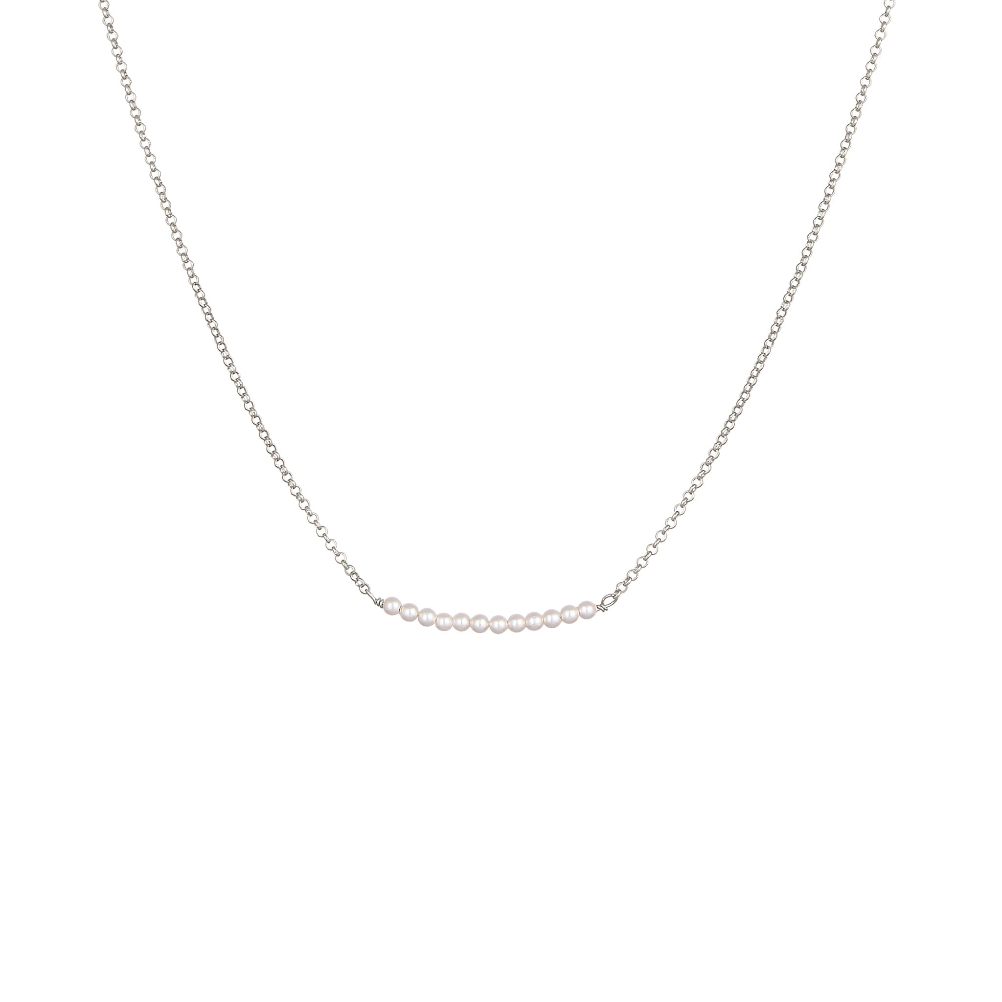 Silber - Elli | Halskette | mit Perlen von Swarovski® (Weiß) | 925 Sterling Silber