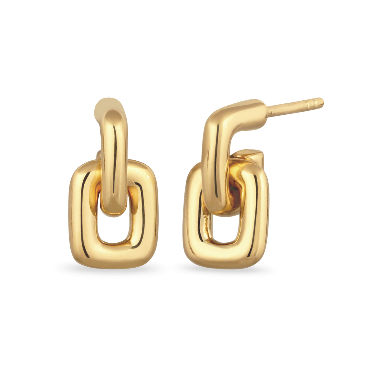 Gold - Elli | Ohrstecker | Ketten Glieder | 925 Sterling Silber vergoldet