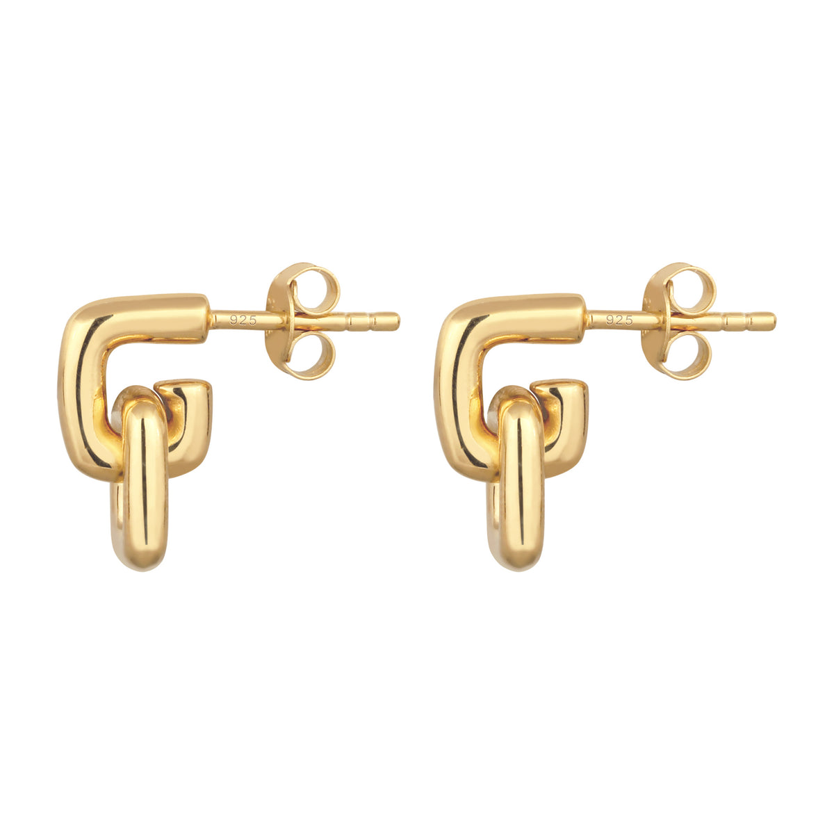 Gold - Elli | Ohrstecker | Ketten Glieder | 925 Sterling Silber vergoldet