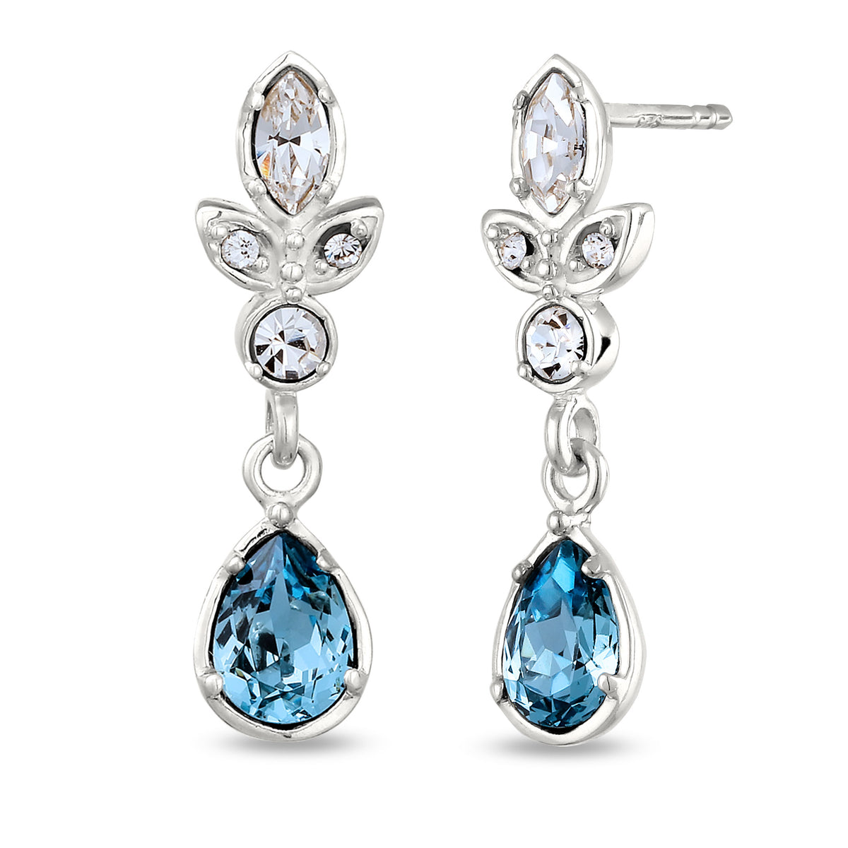 Silber - Elli | Ohrstecker | Mit Kristallen von Swarovski® (Hellblau & Weiß) | 925 Sterling Silber