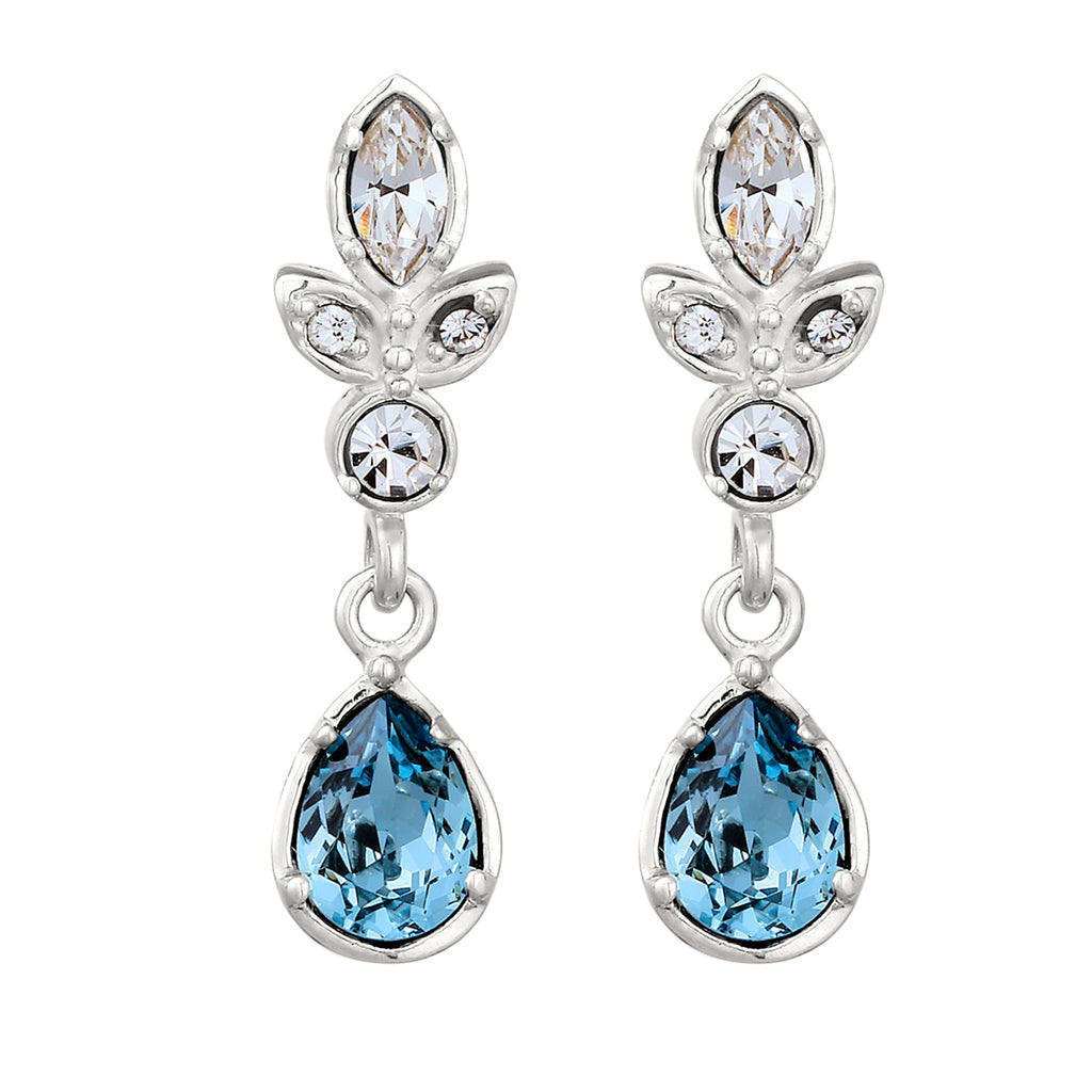 Silber - Elli | Ohrstecker | Mit Kristallen von Swarovski® (Hellblau & Weiß) | 925 Sterling Silber