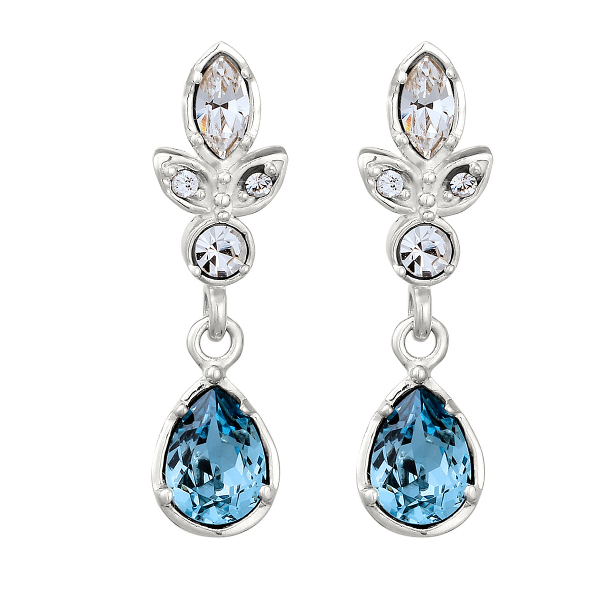 Silber - Elli | Ohrstecker | Mit Kristallen von Swarovski® (Hellblau & Weiß) | 925 Sterling Silber