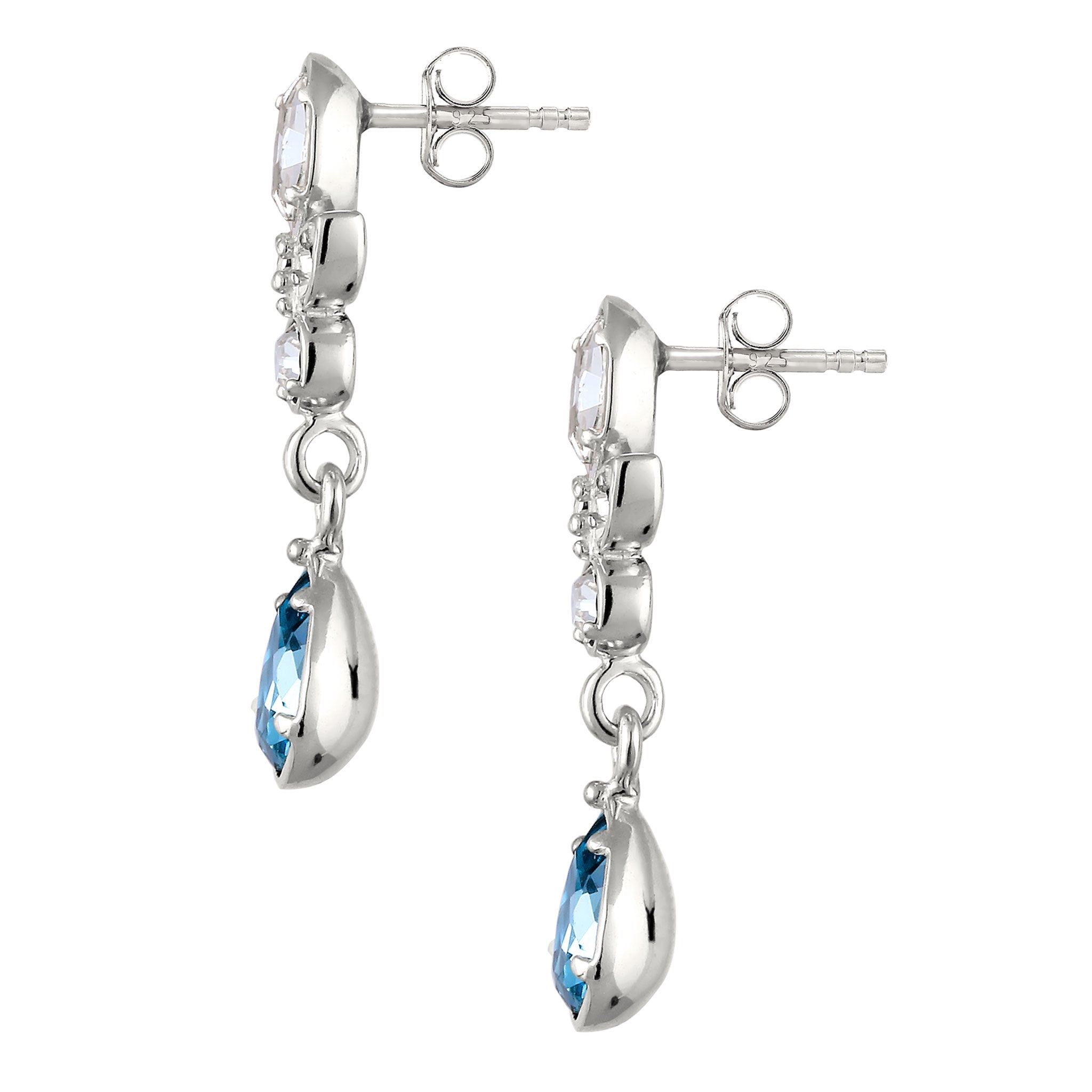 Silber - Elli | Ohrstecker | Mit Kristallen von Swarovski® (Hellblau & Weiß) | 925 Sterling Silber