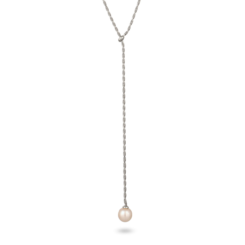 Silber - Elli | Y-Halskette | Mit Perle von Swarovski® (Weiß) | 925 Sterling Silber