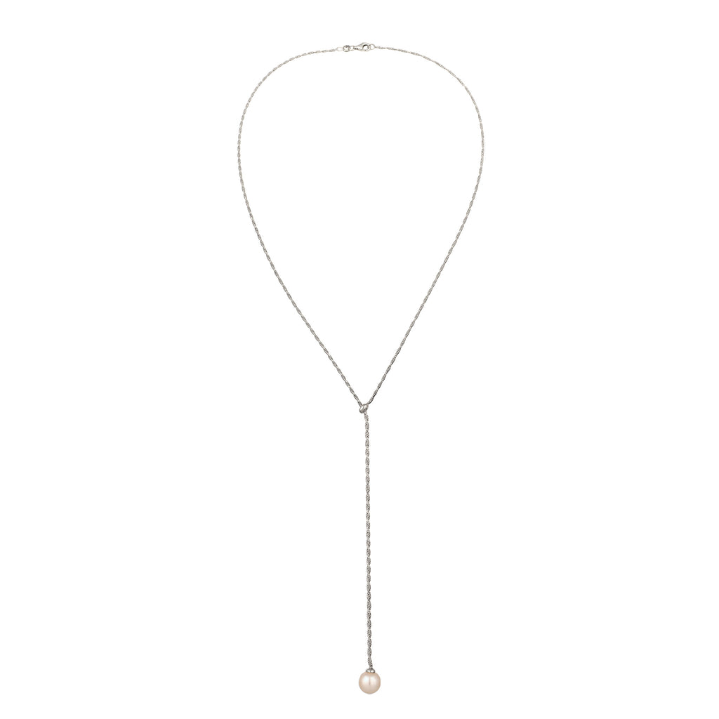 Silber - Elli | Y-Halskette | Mit Perle von Swarovski® (Weiß) | 925 Sterling Silber