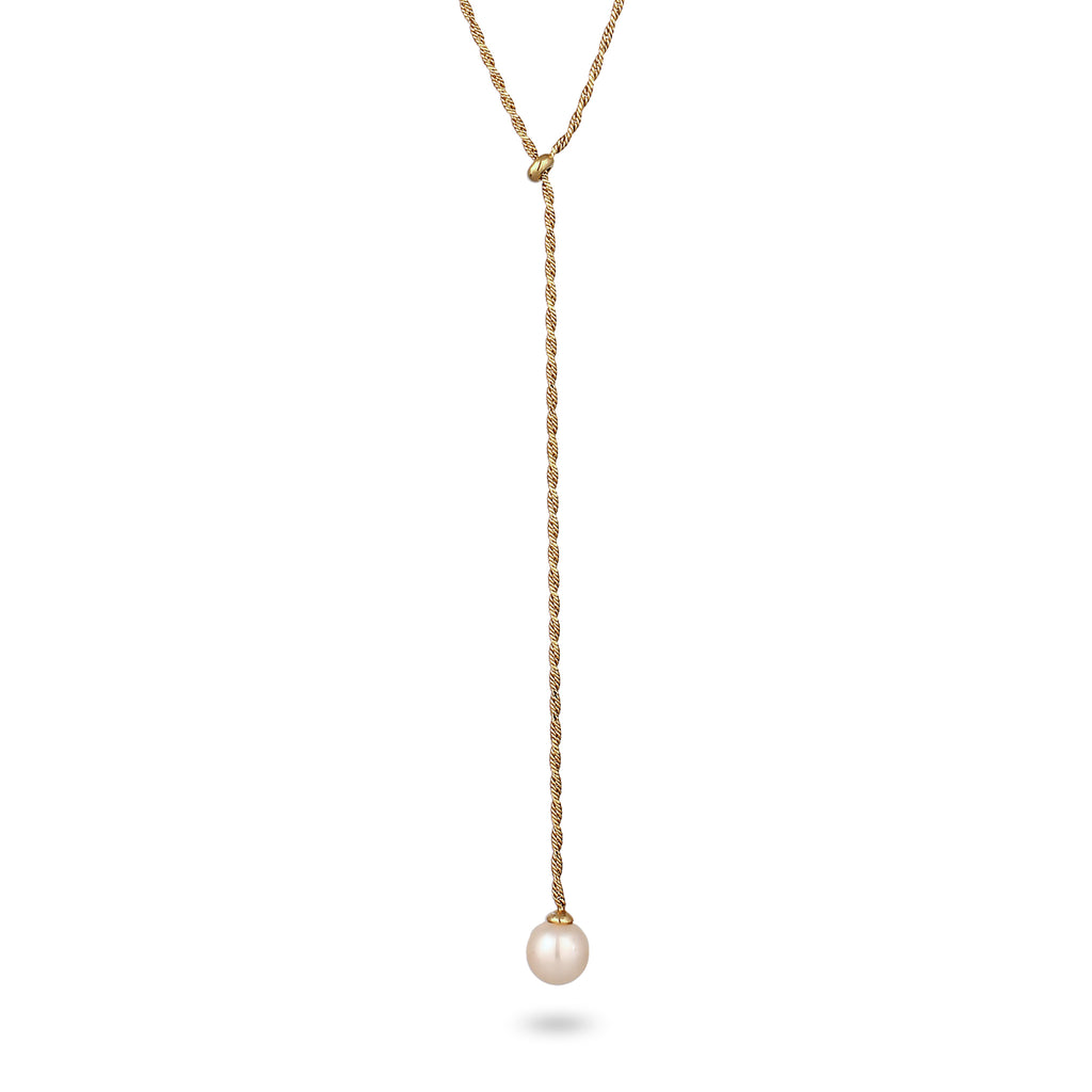 Gold - Elli | Y-Halskette | Mit Perle von Swarovski® (Weiß) | 925 Sterling Silber vergoldet