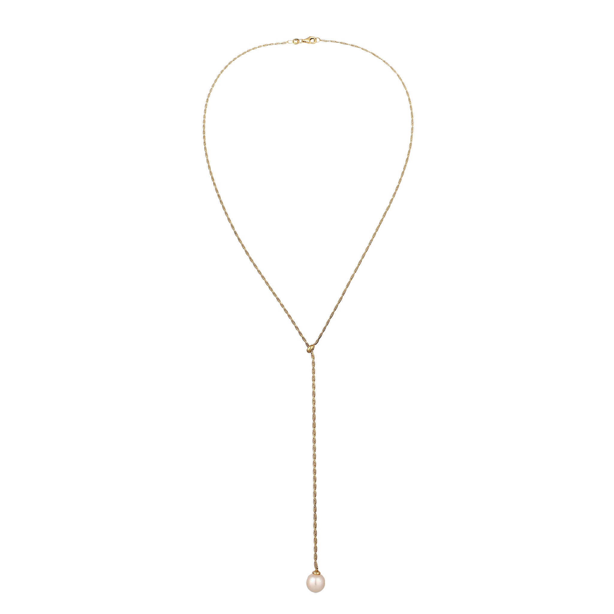 Gold - Elli | Y-Halskette | Mit Perle von Swarovski® (Weiß) | 925 Sterling Silber vergoldet