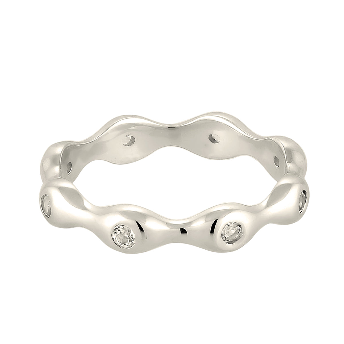 Silber - Elli PREMIUM | Stapelring | Topas (Weiß) | 925 Sterling Silber