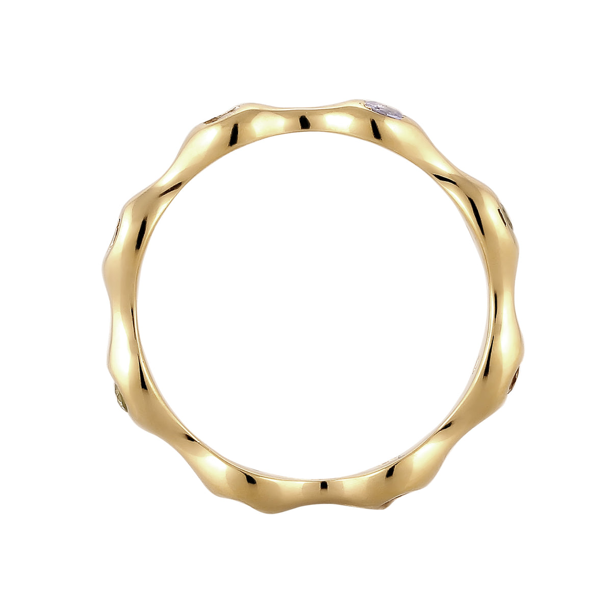 Gold - Elli PREMIUM | Stapelring | Tanzanit (Lila) & Citrin (Gelb) & Peridot (Grün) & Mondstein (Regenbogen) | 925 Sterling Silber vergoldet